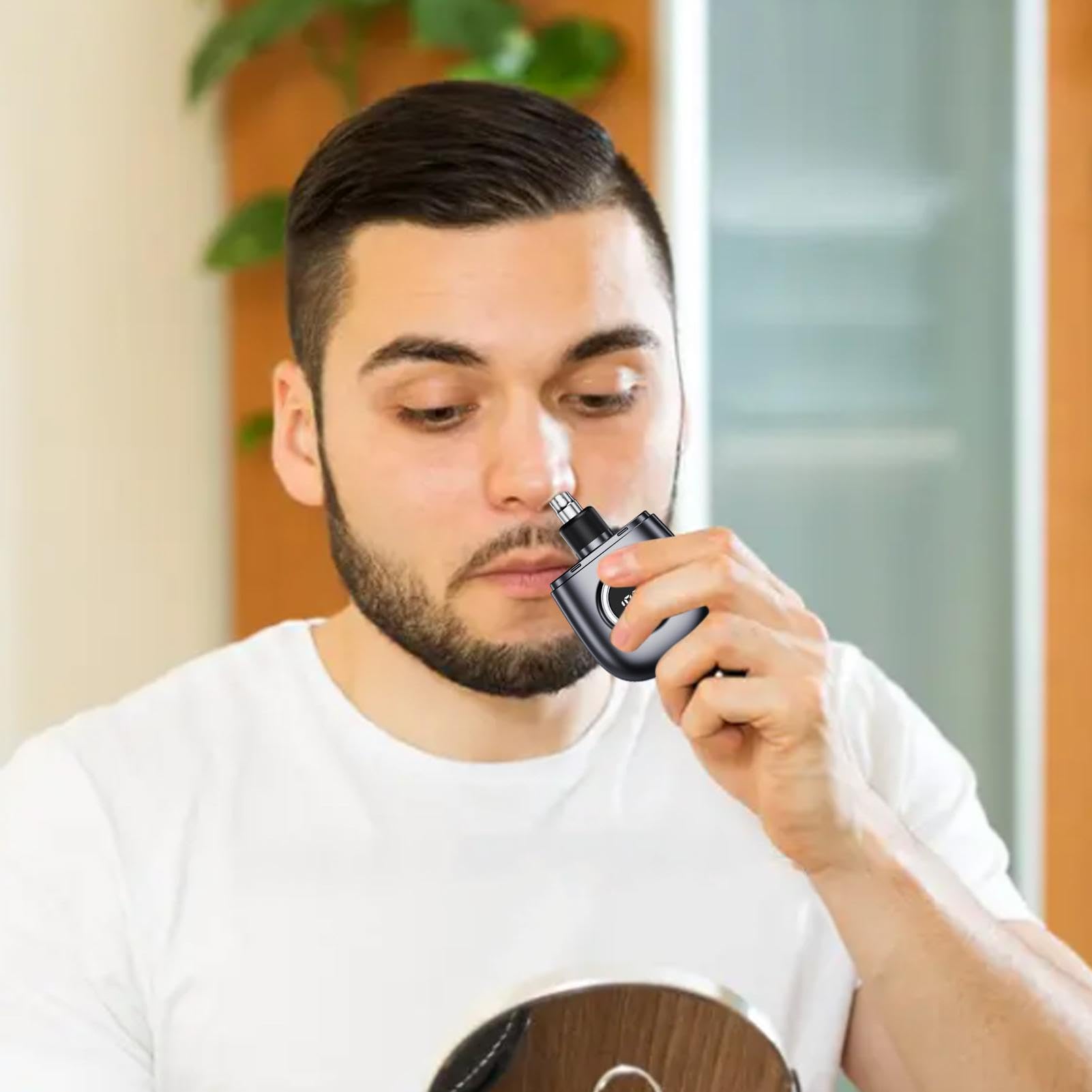 Rechargeable Electric Nose Hair Trimmer for Men - Waterproof & Cordless Nasal Hair Removal Tool with Dual Blades - Perfect for Travel, Gym, and Home Grooming