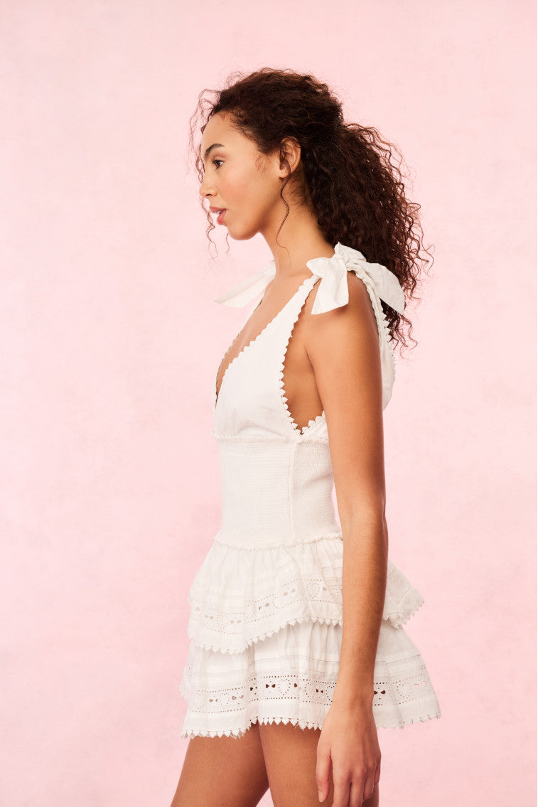 Soira Heart Eyelet Lace Mini Dress - Elegant Floral Summer Dress for Women, Perfect for Dates, Parties & Beach Vacations