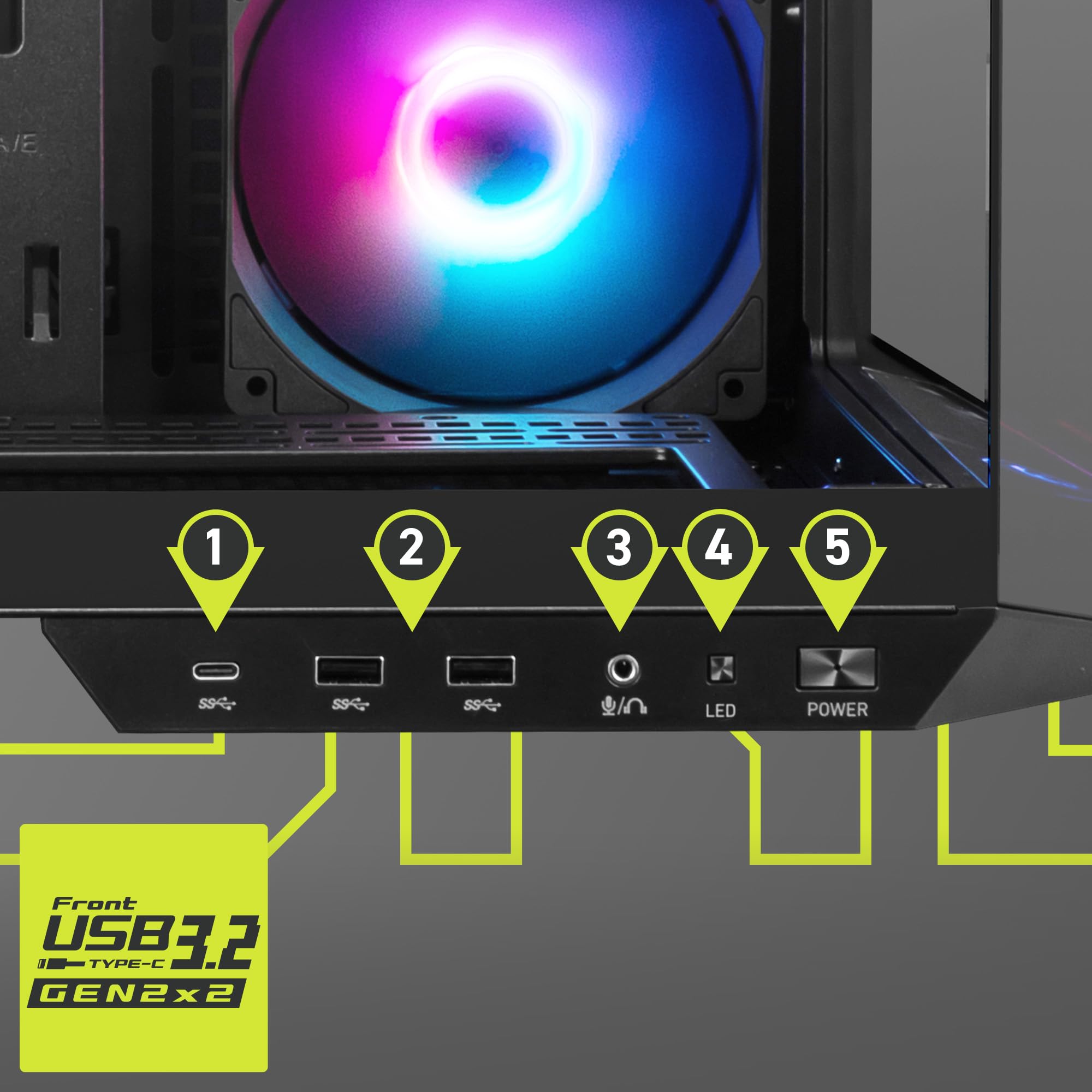 MSI MAG PANO 100R PZ Mid-Tower Gaming PC Case - Premium Black ATX Computer Case with Tempered Glass Side Panel, 120mm ARGB Fans & 360mm Liquid Cooling Support - Perfect for Gaming Setup, Streaming & High-Performance PC Builds