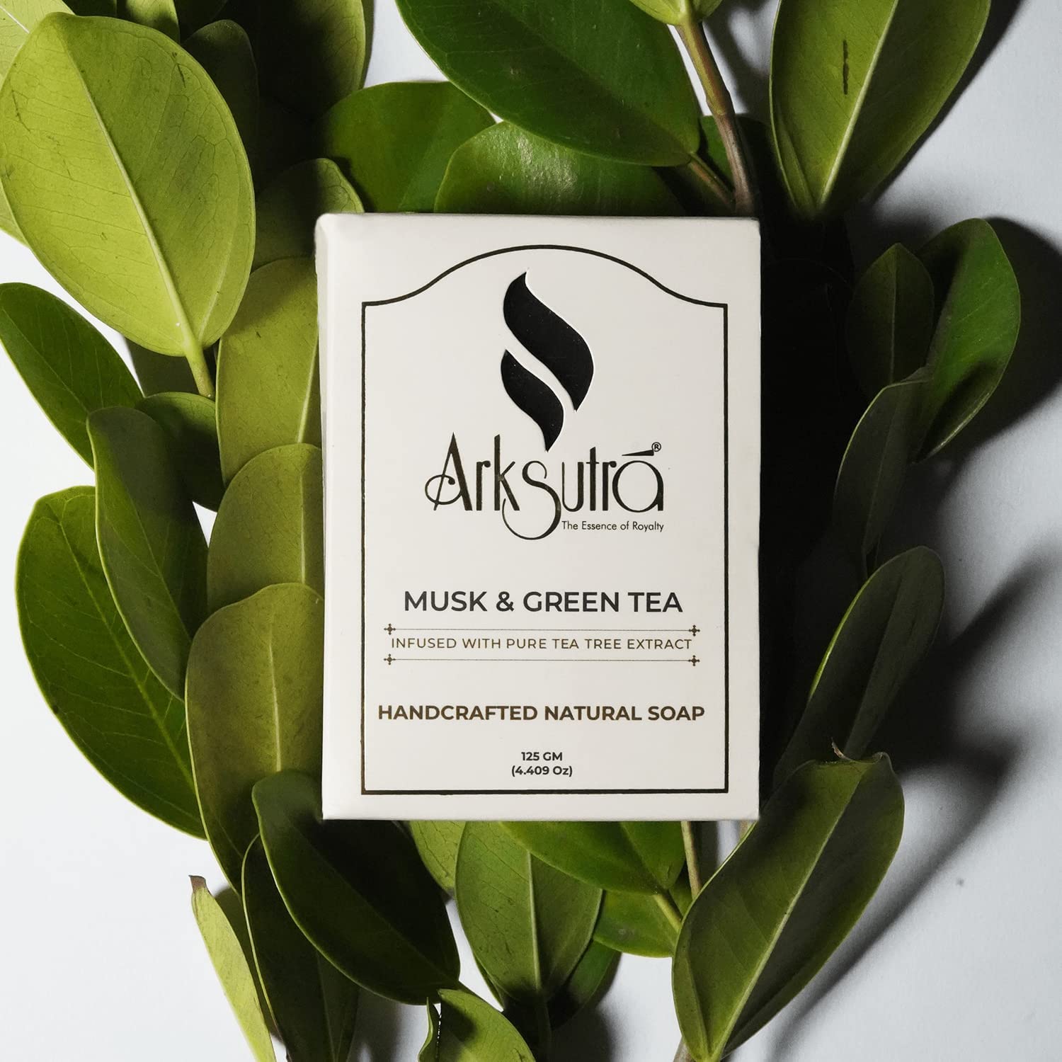Arksutra Pack of 2 Musk & Green Tea Soap Bars with Pure Tea Tree Extract | Handcrafted Natural Soap for Deep Cleansing & Refreshing | Perfect for Daily Bathing, Sensitive Skin Care & Aromatherapy Relaxation