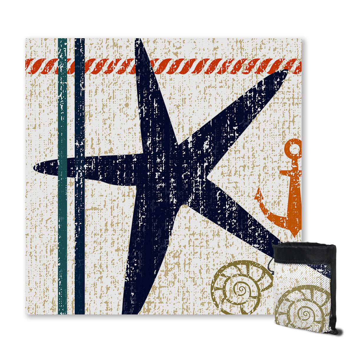 Beachy Starfish Sand Free Towel - Quick Dry Microfiber Beach Blanket for Pool, Picnic & Travel - Sand Resistant & Lightweight