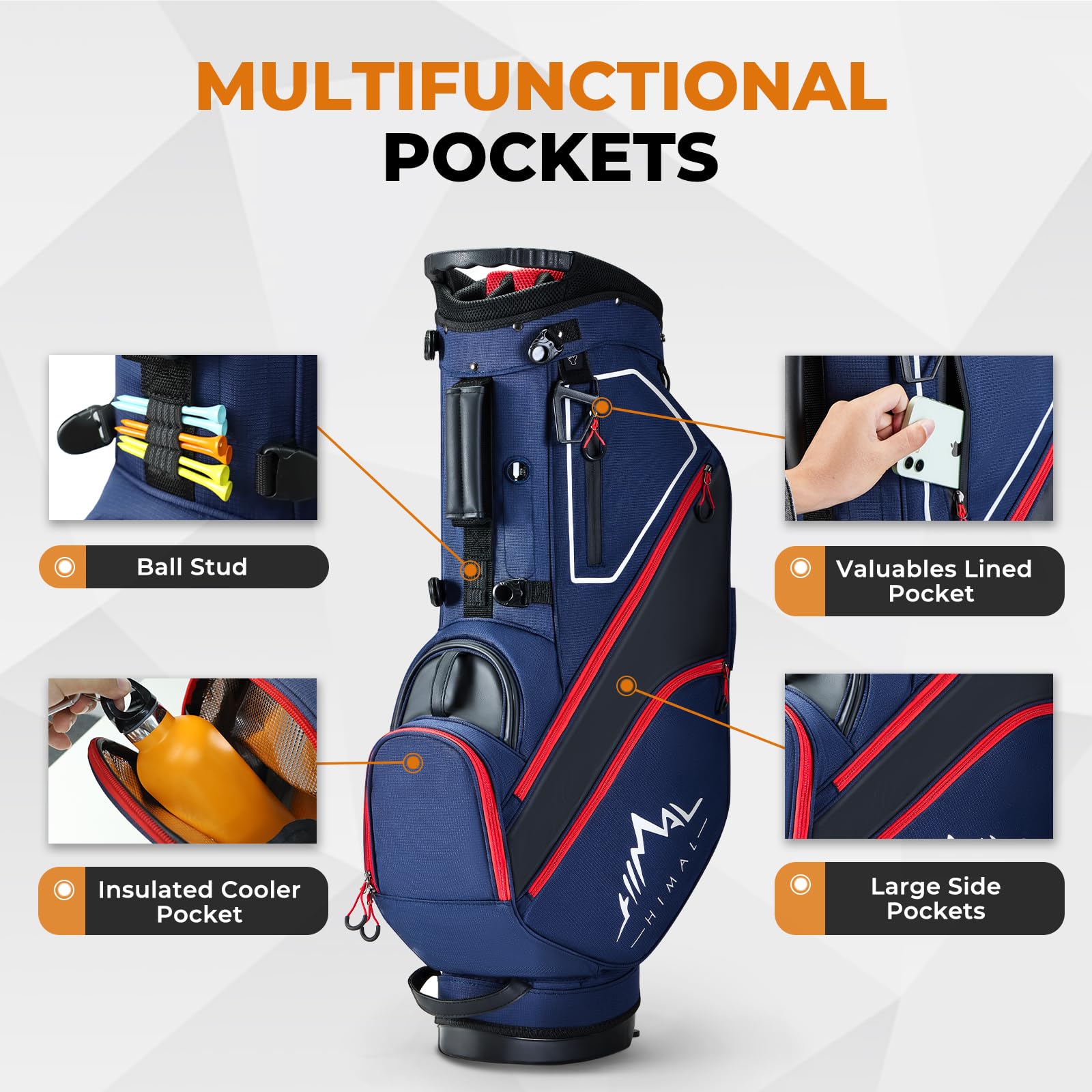 **14-Way Golf Stand Bag Lightweight for Men & Women - Multiple Pockets, Dual Strap & Rain Cover - Perfect for Driving Range, Tournaments & Travel**