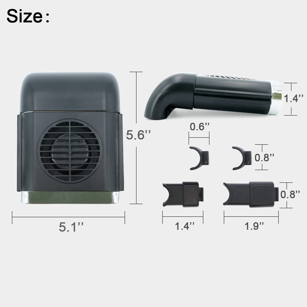 12V Car Seat Clip Fan - Portable 12 Volt USB Powered Cooling Fan for Baby Car Seat, RV & Front Seat - Black - Perfect for Travel, Road Trips & Hot Weather Comfort