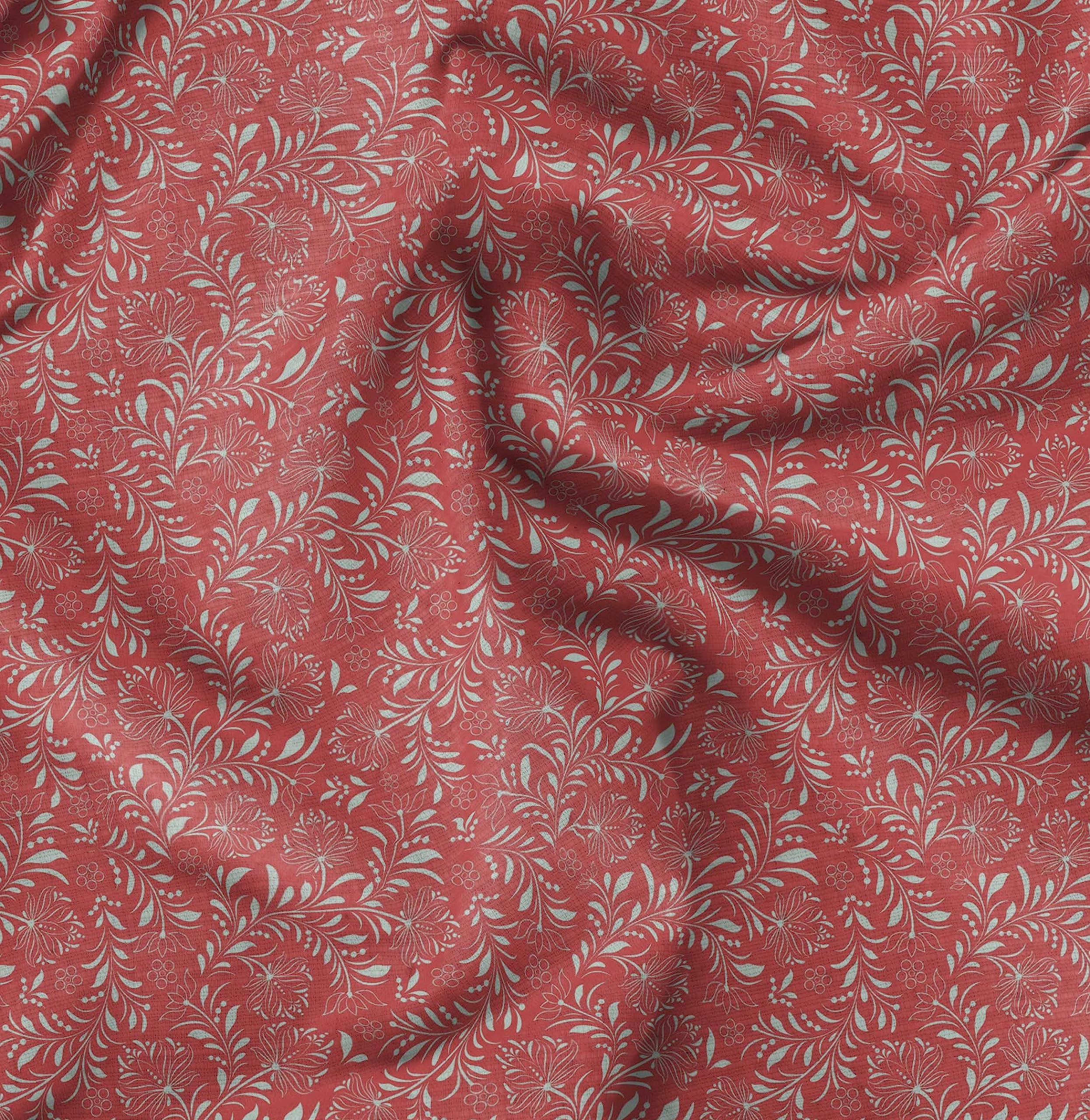 Soimoi Moss Georgette Orange Fabric by The Yard - 42 Inch Wide Printed Fabric with Artistic Leaf & Floral Design for DIY Fashion, Home Decor, and Craft Projects - Elegant and Trendy Fabric for Dresses, Curtains, and Sewing Creations