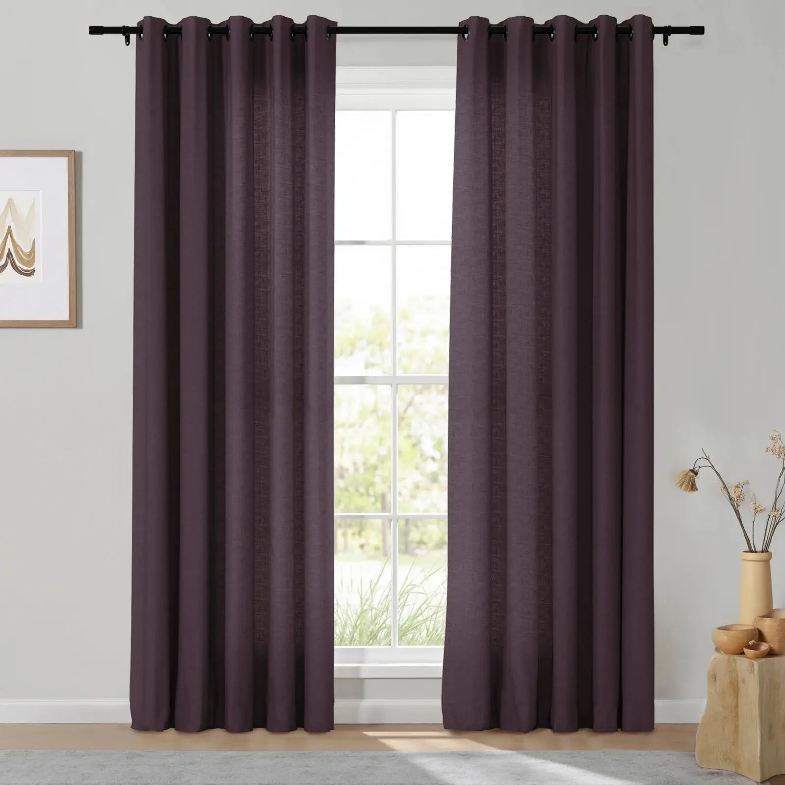 Isabella Heavyweight Cotton Grommet Curtains - Blackout Drapes for Living Room & Bedroom - Noise Reducing Thermal Insulated Window Panels (Set of 2)