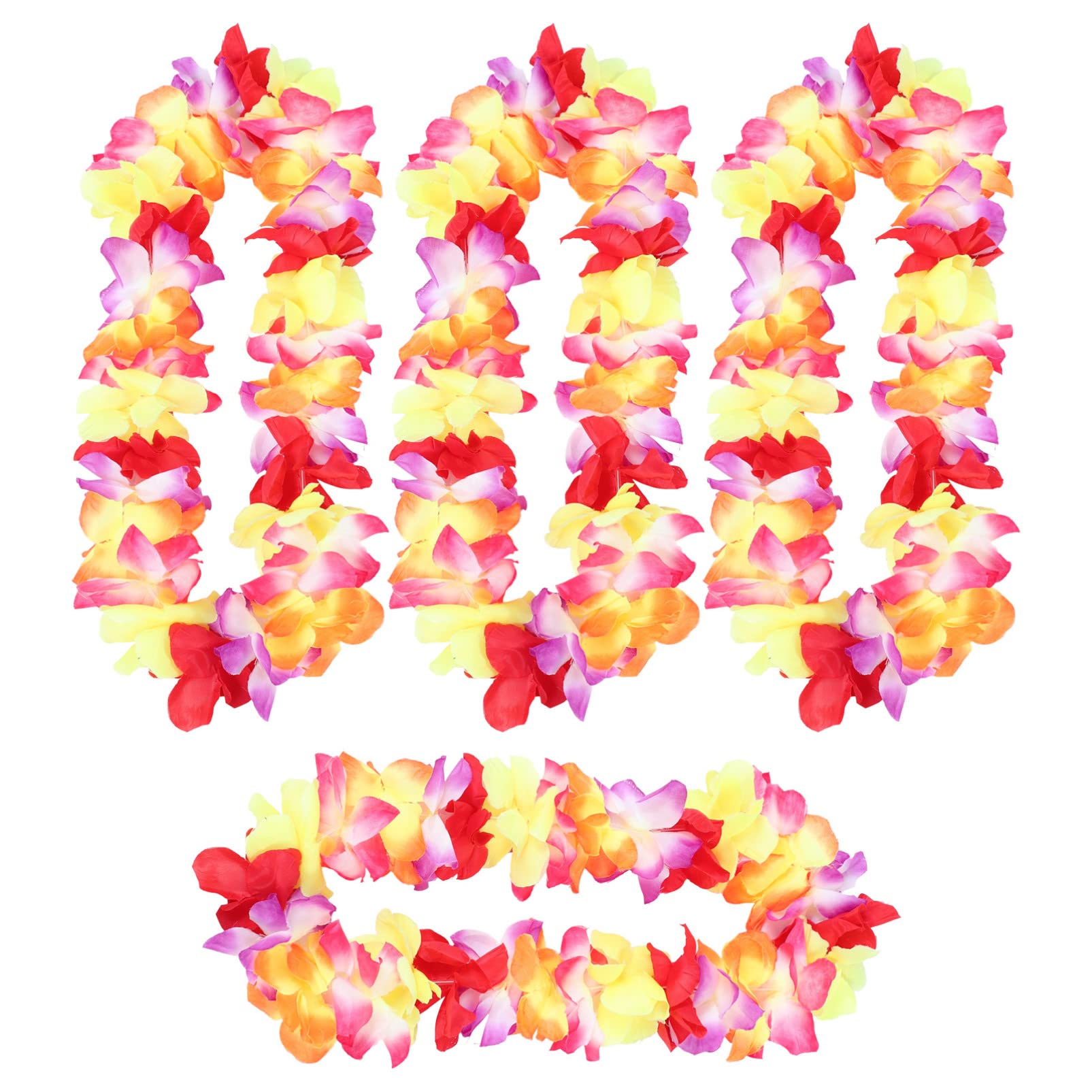 ABOOFAN 4pcs Hawaiian Hula Leis - Tropical Flower Necklaces for Luau Party, Wedding Decorations & Hawaiian Costume Accessories - Perfect for Beach Weddings, Themed Parties and Summer Celebrations