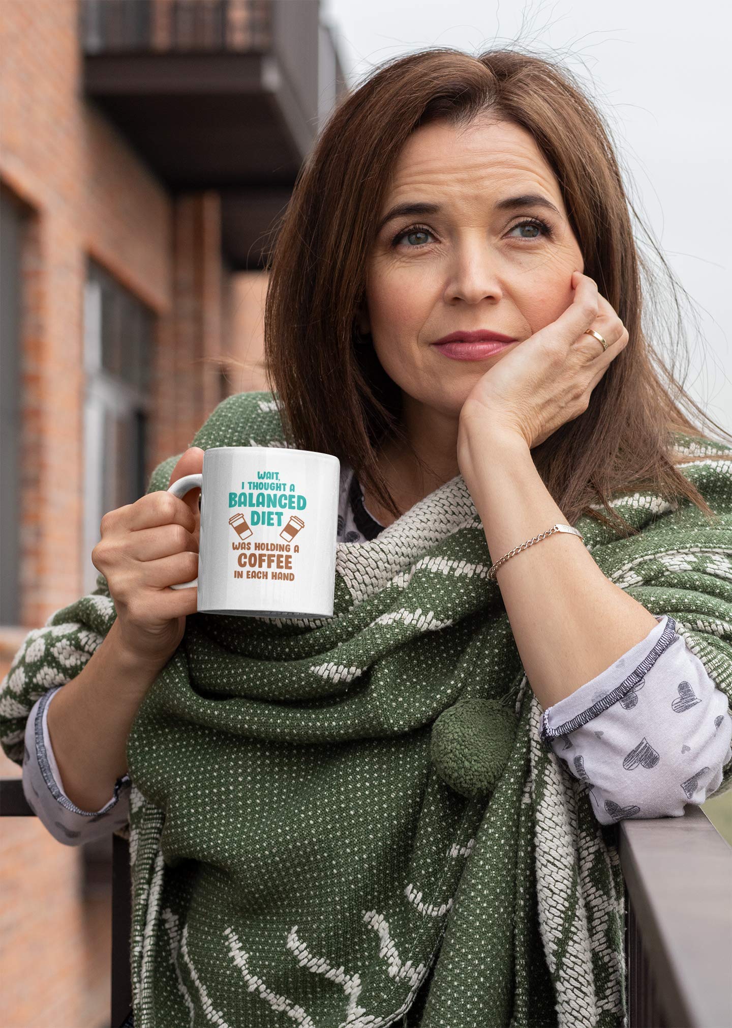 Balanced Diet Coffee Mug - 11oz Funny Coffee & Tea Cup for Coffee Lovers - Perfect for Office, Home & Gifts