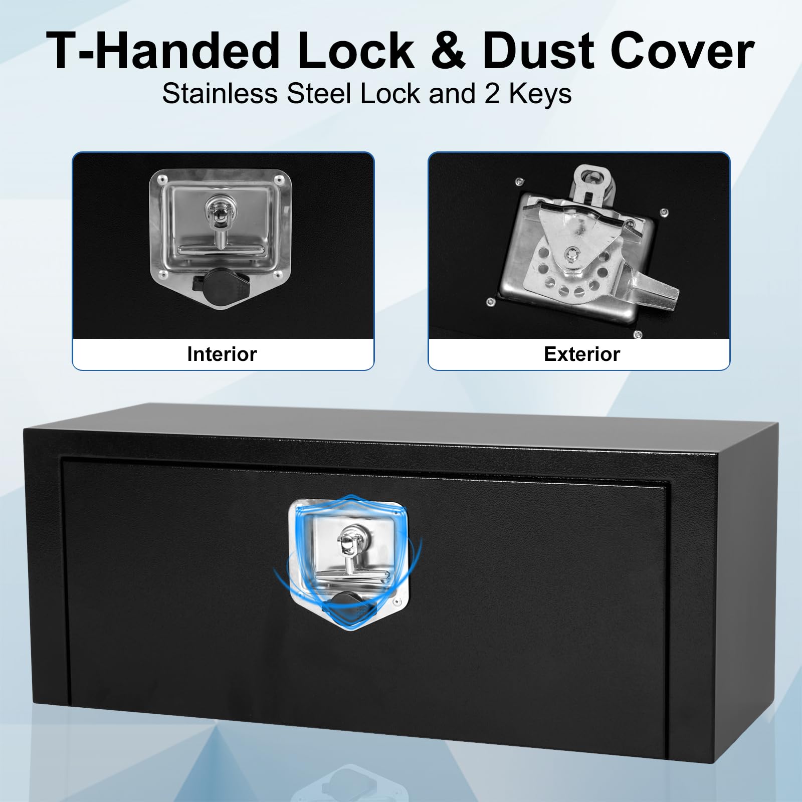 Heavy Duty Black Steel Underbody Truck Tool Box with T-Handle Lock - 27