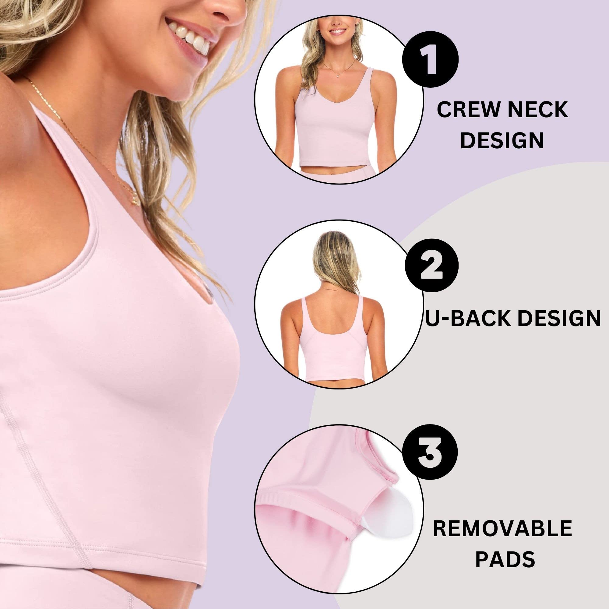 M&M SCRUBS Women's Yoga Top - Longline Wirefree Padded Medium Support Sports Bra with 5-Piece Resistance Band Set | Workout, Gym, Yoga & Home Fitness Essentials