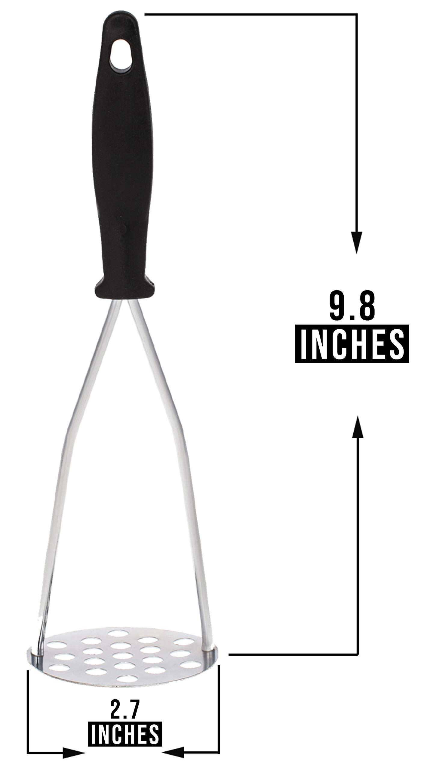Stainless Steel Potato Masher - Heavy Duty Handheld Food Masher for Potatoes, Chickpeas & Vegetables - Perfect for Mashing, Pureeing & Meal Prep - Ideal for Kitchens, Restaurants & Home Cooking