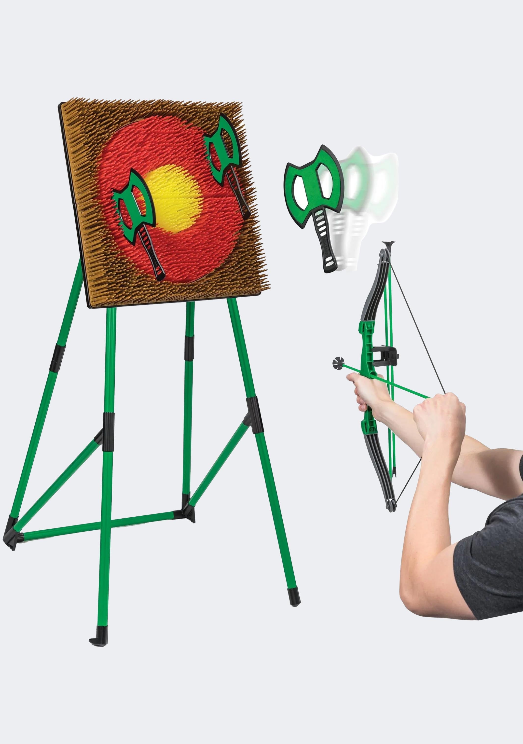 GoPlay! 2-in-1 Axe Throwing and Archery Set for Adults - Outdoor Backyard Games, Camping & Tailgating Activities