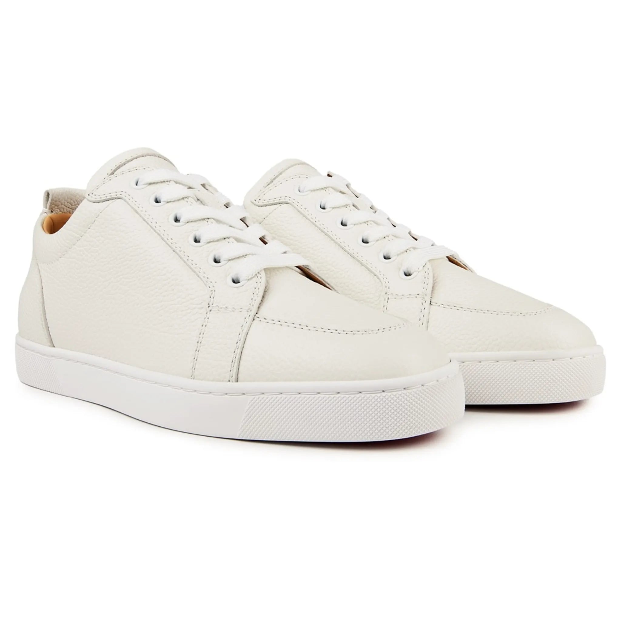 Christian Louboutin Rantulow Flat White Grain Leather Women's Loafers - Perfect for Office, Casual Wear & Everyday Comfort