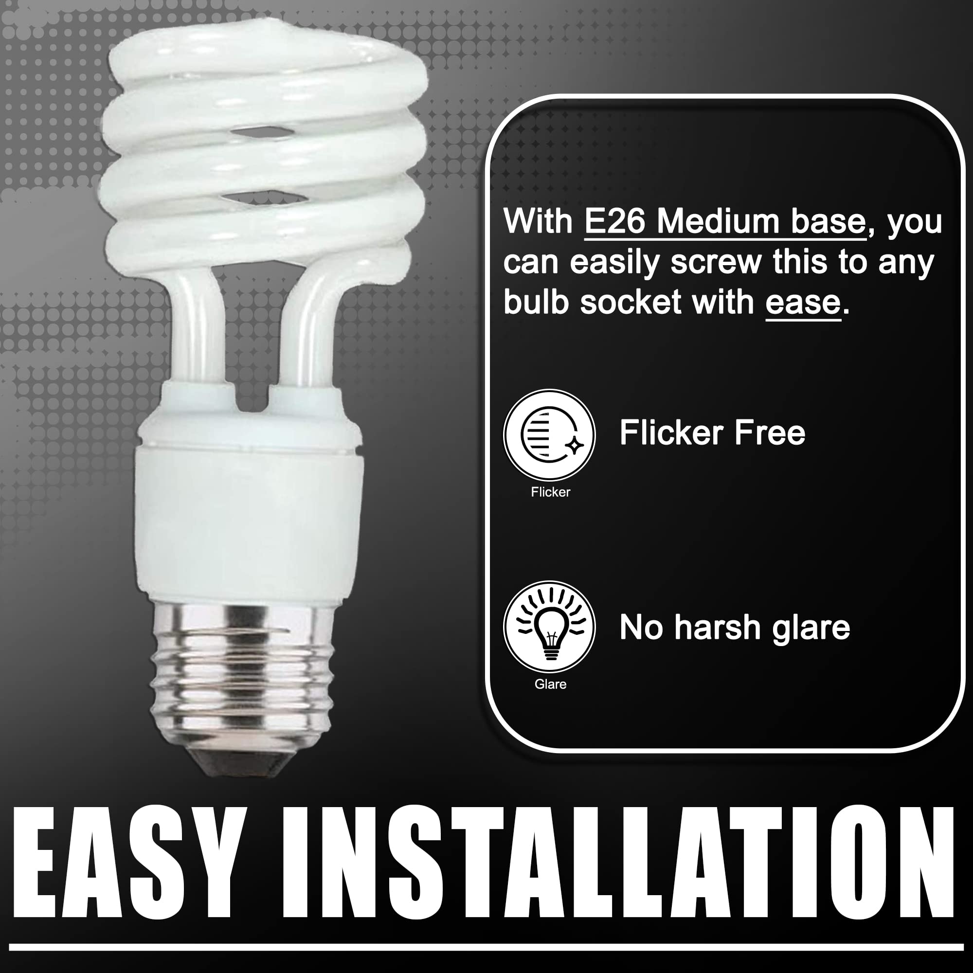 Energy Saving CFL Light Bulbs - 13W Mini Twist Spiral Fluorescent Bulbs, 3500K Warm White, E26 Medium Base, 120V, 900 Lumens (24 Pack) - Perfect for Home, Office & Commercial Lighting