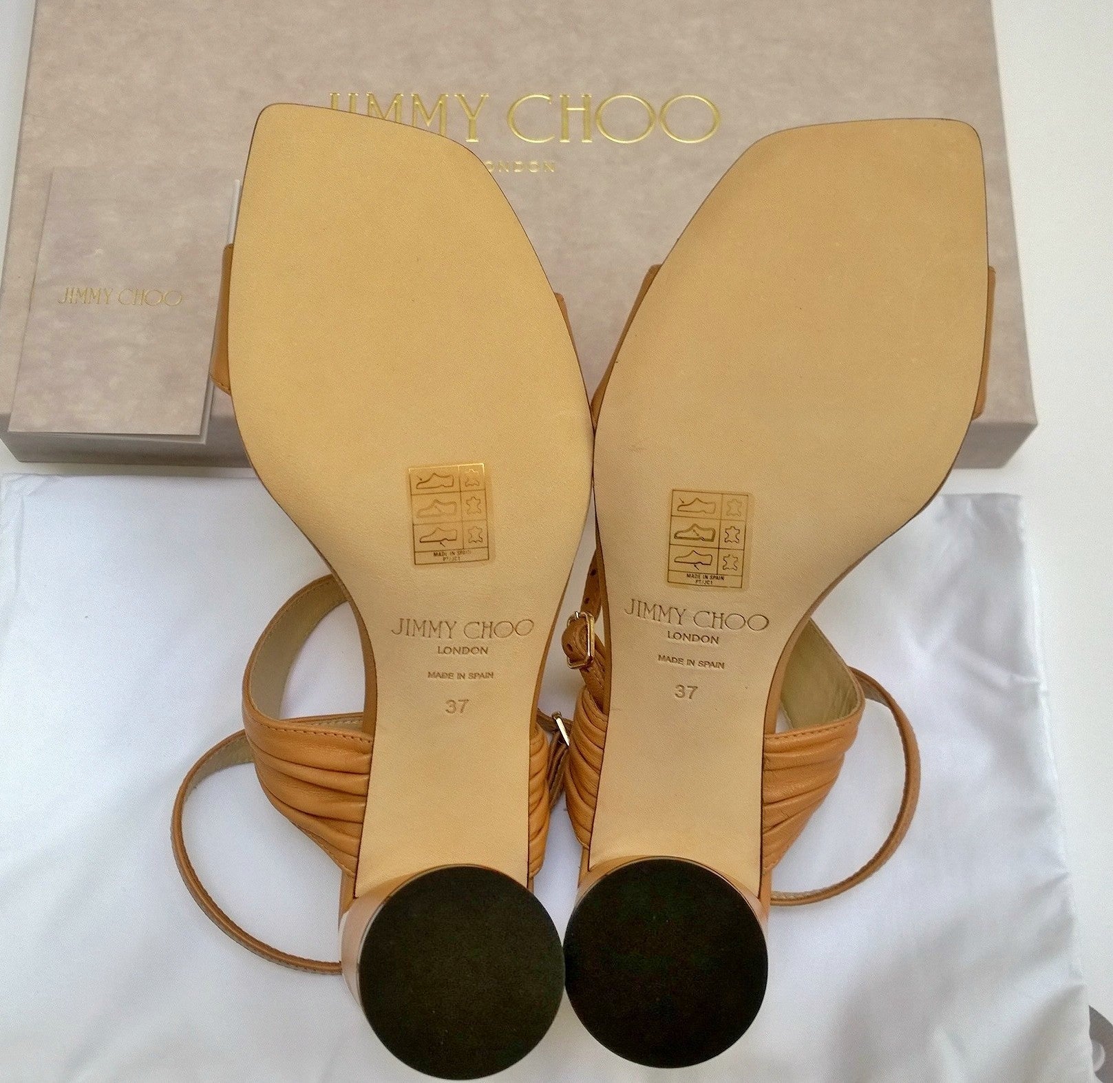 Jimmy Choo Jago 60mm Ankle Strap Sandals for Women - Caramel Brown Leather Heels | Perfect for Weddings, Parties & Evening Events