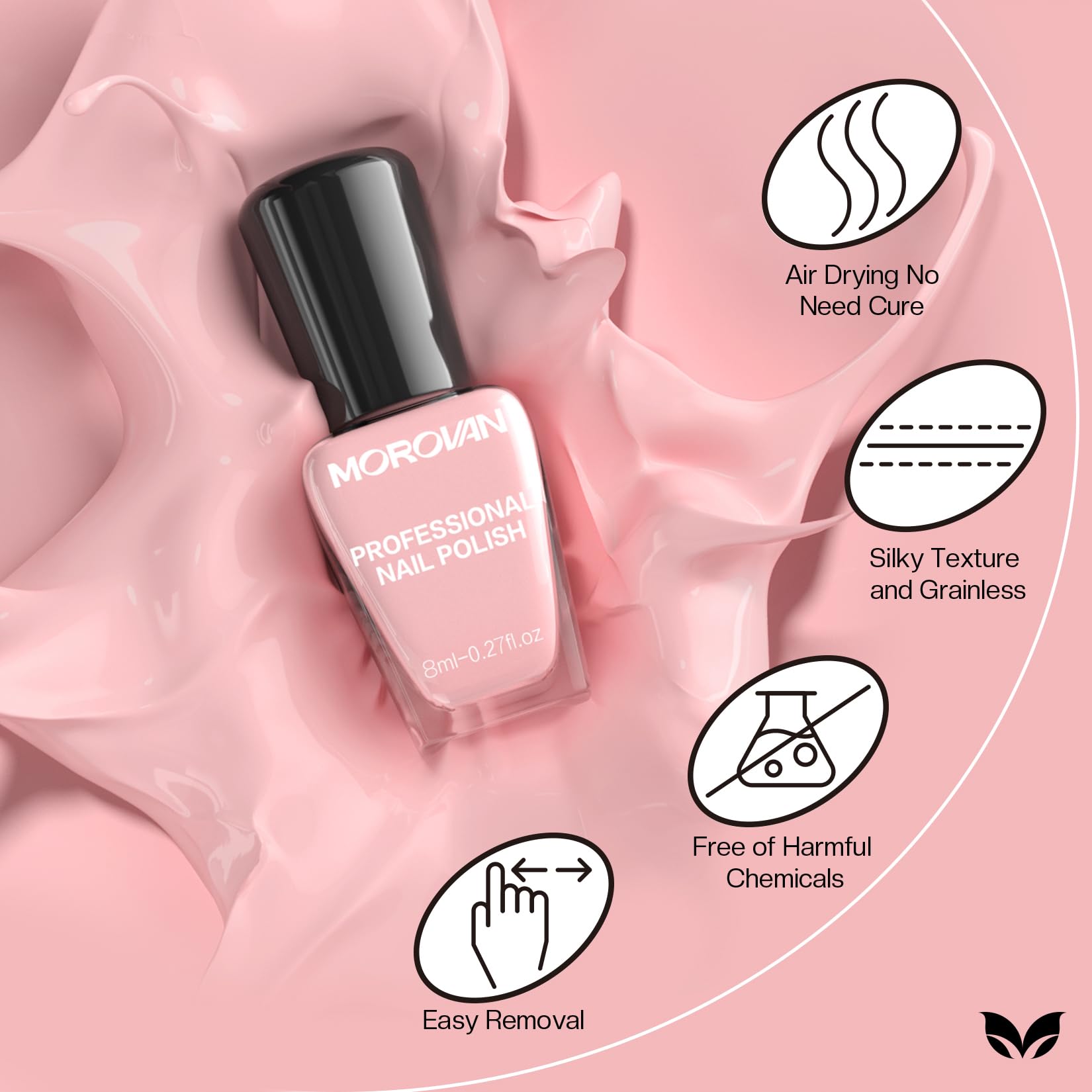 Morovan Nail Polish Set - 6 Hot Pink Quick Dry Nail Polish Kit with Air Dry Technology | Perfect for Women's Manicure, Pedicure & Holiday Gifts | Great for Parties, Weddings, Date Nights & Special Occasions