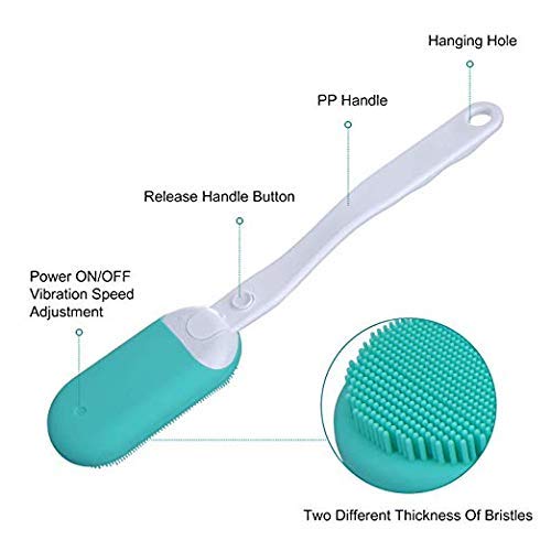 LAVNIK Silicone Bath Brush - Waterproof Electric Facial & Body Cleansing Kit with Long Handle - Exfoliating Brush for Dry Skin, Shower & Bath - Perfect for Men & Women - Ideal for Spa Days & At-Home Skincare Routines
