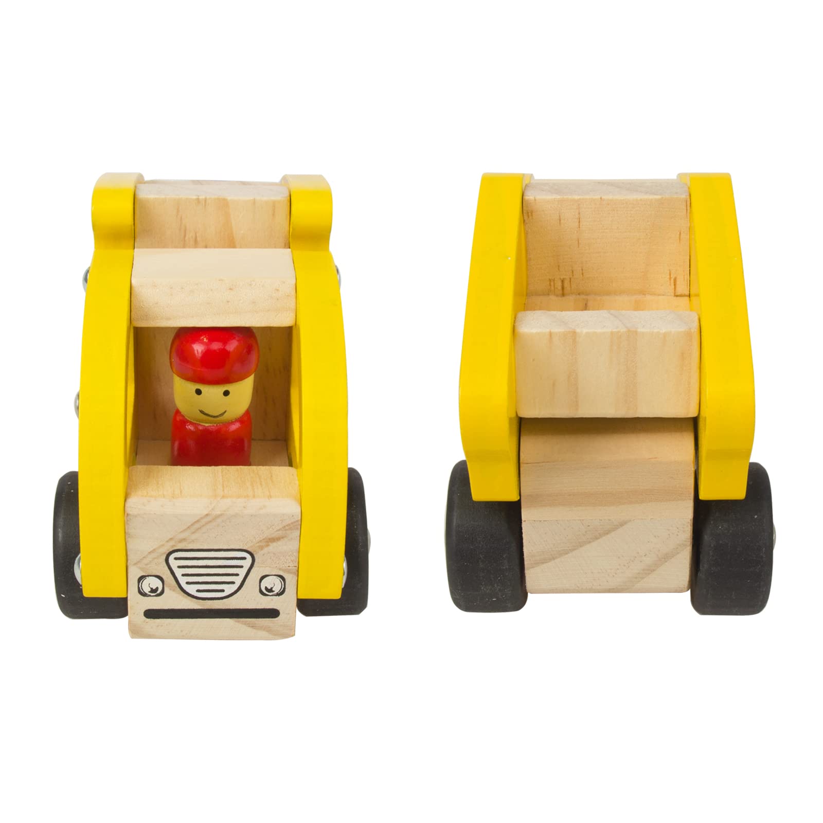 Wooden Push Car Toys for Toddlers 18 Months - 2 Pack Baby Vehicle Toys with Excavator & Truck - Hand Push Cars for 2 Year Old Boys & Girls - Perfect for Indoor Play, Outdoor Activities & Early Childhood Development