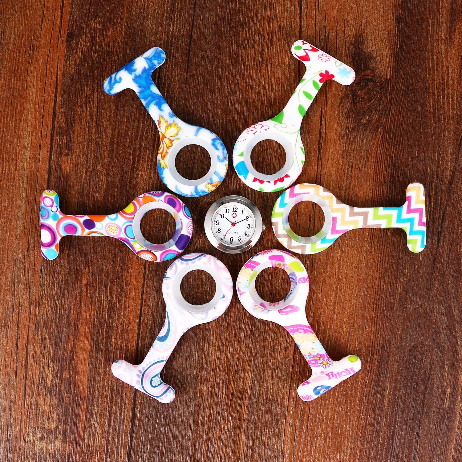 Vintage Floral Square Silicone Nurse Watch - Pin-on Brooch Fob Watch with Analog Quartz Movement - Perfect for Nurses, Medical Professionals & Vintage Fashion Lovers