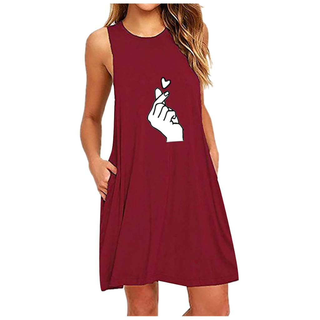 Women's Floral Sleeveless T-Shirt Dress - Summer Casual Relaxed Flowy Sun Dress & Lounge Tunic - Perfect for Beach Outings, Vacation Wear, and Everyday Comfort