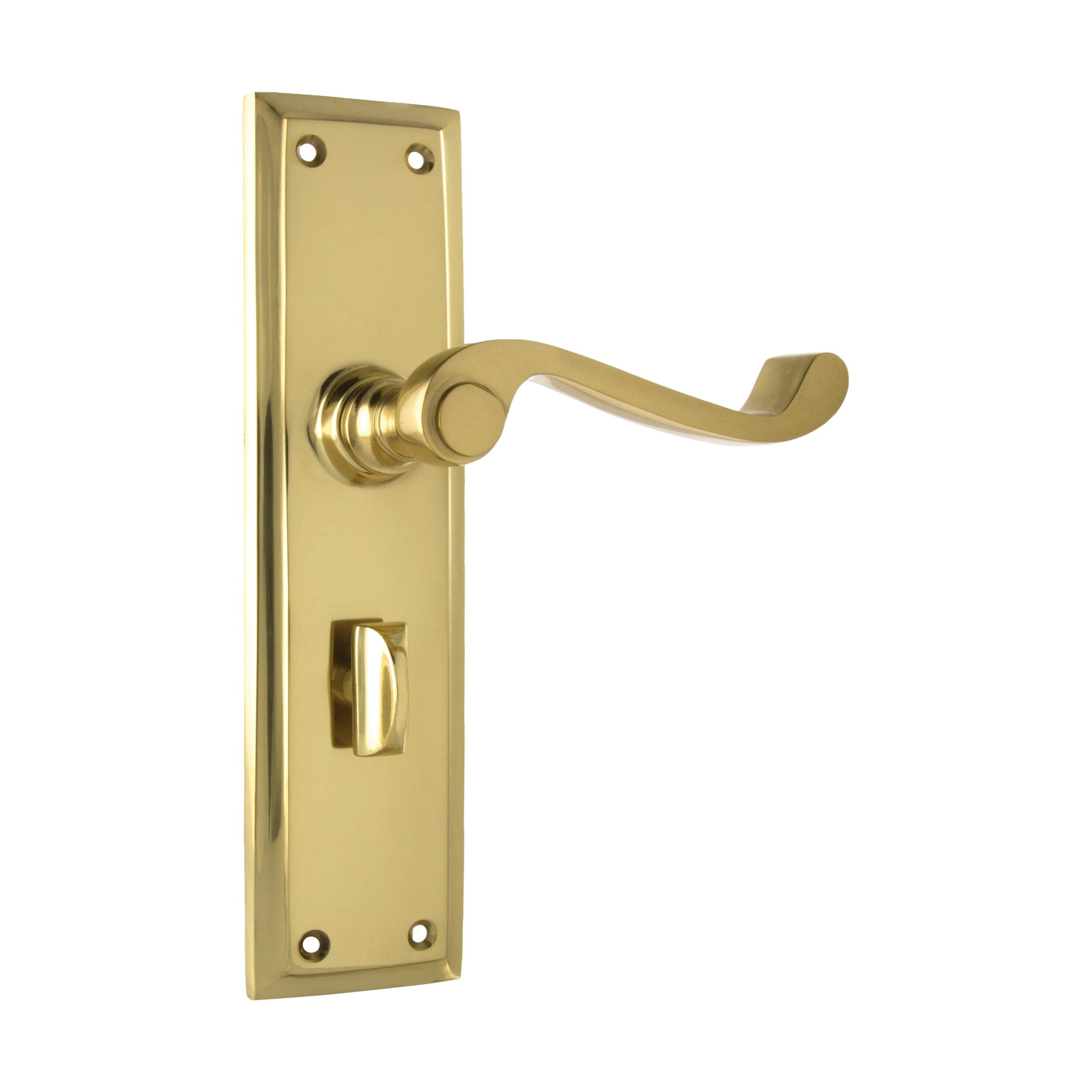 1004P Milton Privacy Door Lever Pair - Polished Brass, H200xW50xP68mm - Perfect for Bedrooms, Bathrooms & Private Spaces