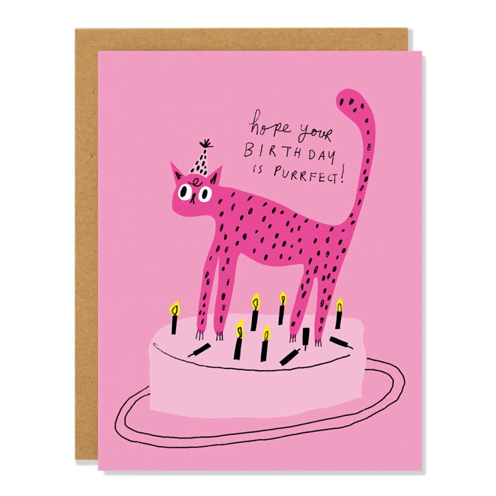 Funny Cat Birthday Card for Cat Lovers - Cute Pink Greeting Card with Whimsical Design | Perfect Gift for Cat Owners, Birthday Party Invitations & Stationery Lovers