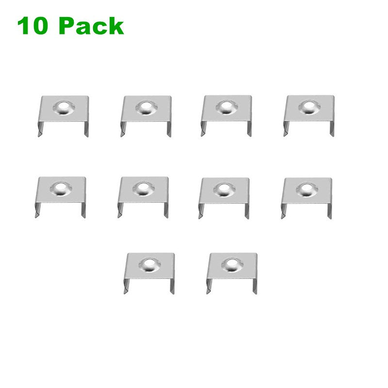 10-Pack Clear Metal U/V Mounting Clips for LED Strip Aluminum Channels - Compatible with U01-U06 & V01-V03 Models - Perfect for Home, Office, and Commercial Lighting Installations