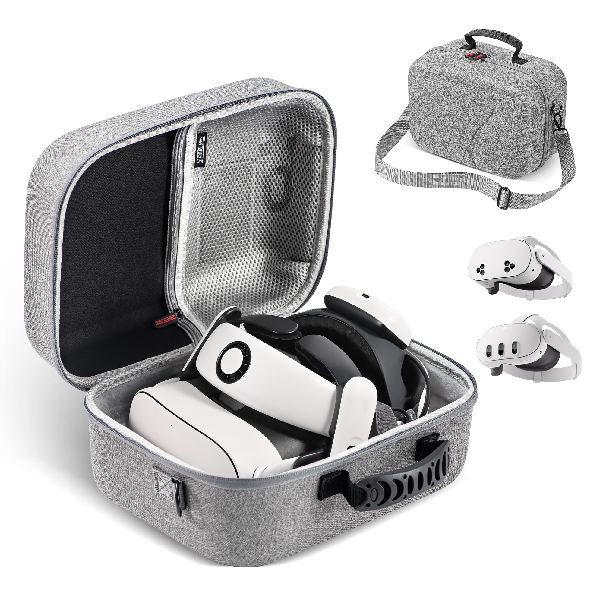 BOBOVR S3 PRO Elite Head Strap & Large Carrying Case for Meta Quest 3/3S with Battery Strap - Protective Storage Bag for Oculus Headset, Controllers, Adapter & VR Accessories - Perfect for Travel, Gaming & VR Storage