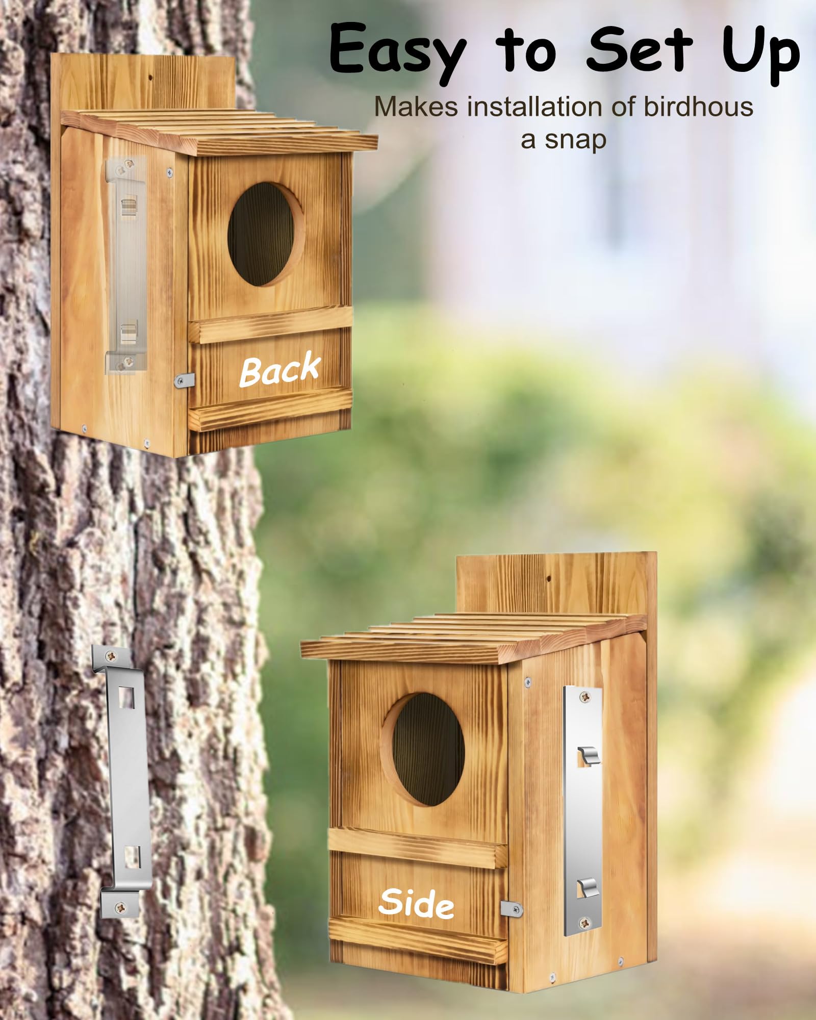 Quick Release Birdhouse Hanger Bracket - 1 Set Metal Outdoor Wall Mount for Owl Box, Squirrel House & Bird Feeders - Durable Tree Hook Hanger for Garden, Patio & Backyard Decor