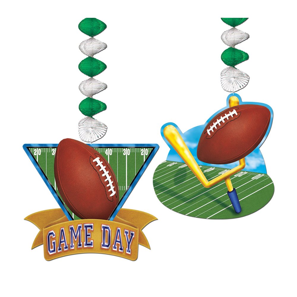 Beistle Game Day Football Danglers - Colorful Football Party Decorations for Tailgating, Super Bowl, and Sports Themed Events - Perfect for Home, Stadium, and Office Decor
