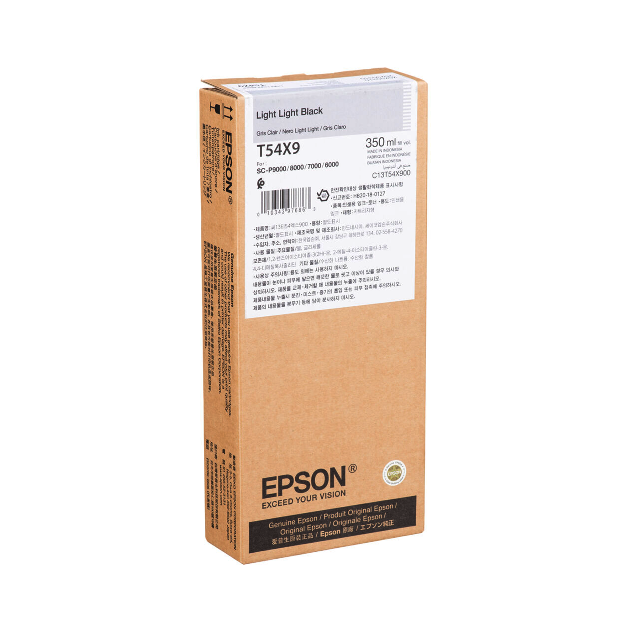 Epson T54X900 UltraChrome HD Light Black Ink Cartridge 350mL - Compatible with SureColor P Series Printers | High-Quality Photo & Graphic Printing for Professional Studios & Fine Art Reproduction