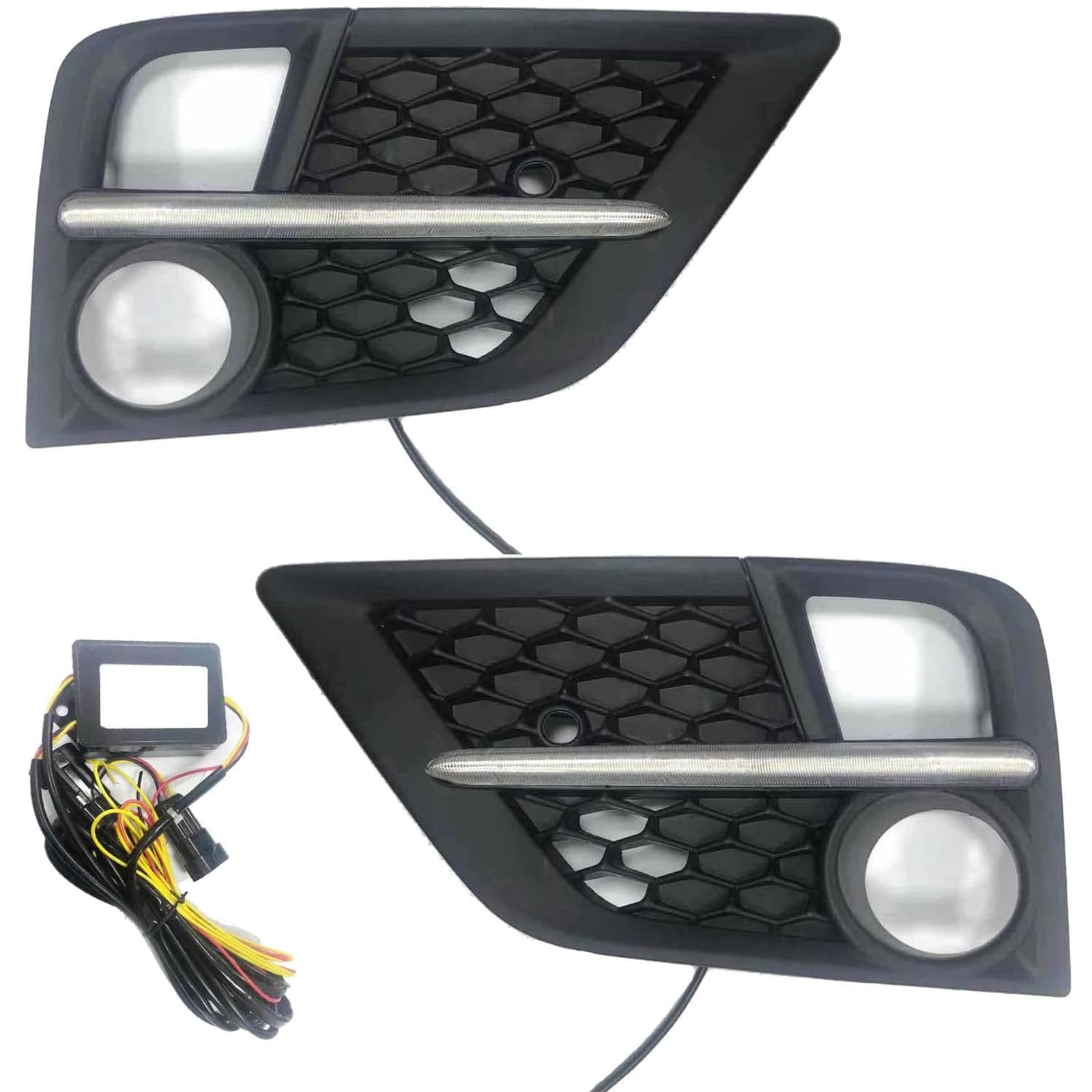 Black LED Fog Light Covers with Daytime Running Lights for 2018-2020 Honda Odyssey - Driver & Passenger Side Pair - Smoked Lens Fog Lamp Bezels with Turn Signal - Upgrade Your Vehicle's Style & Visibility for Night Driving and Bad Weather Conditions