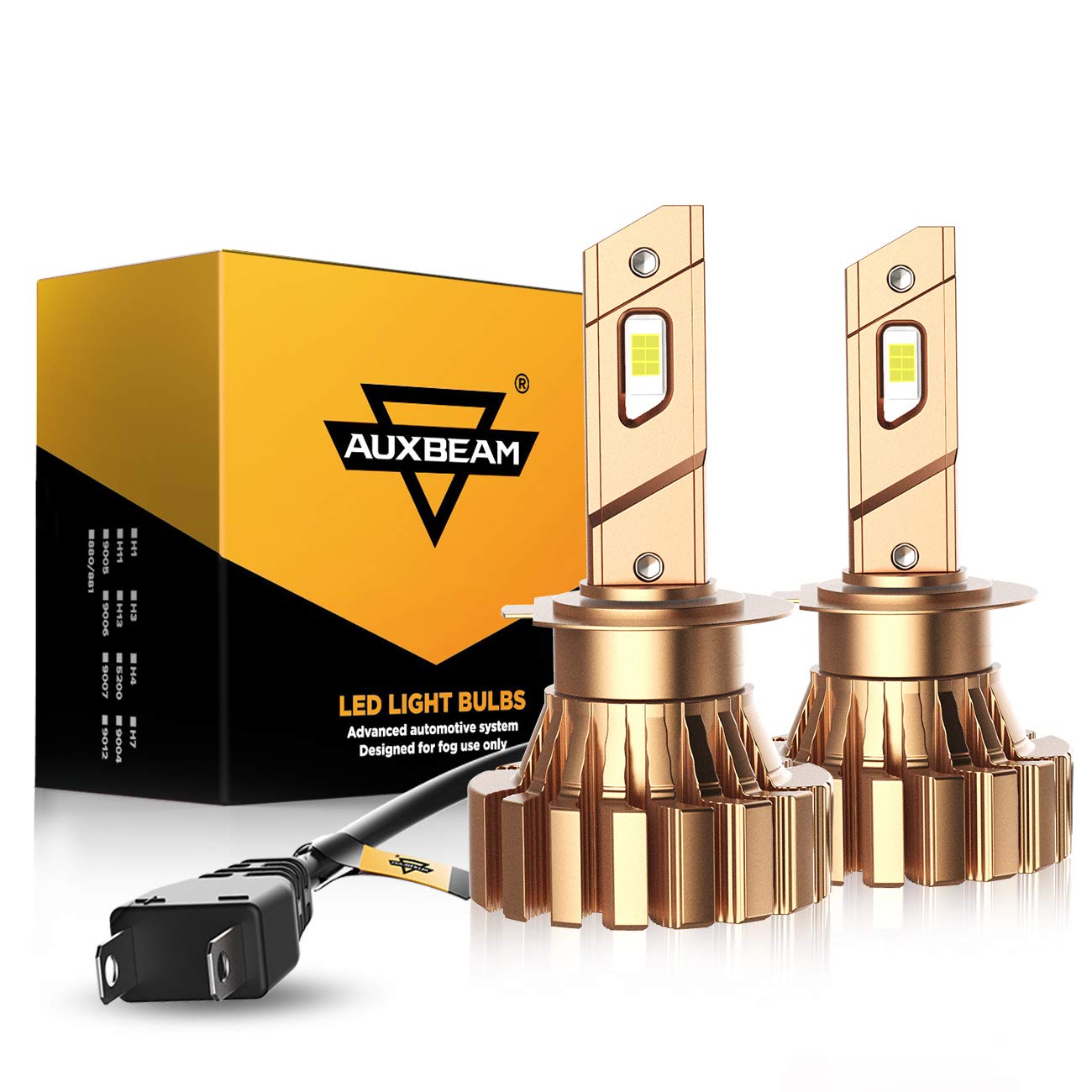 Auxbeam H7 LED Bulbs - Fanless Design 6500K Cool White Halogen Replacement, Quick Install Conversion Kit (X60 Series, Pack of 2) - Perfect for Fog Lights & DRL in Cars, Trucks, SUVs