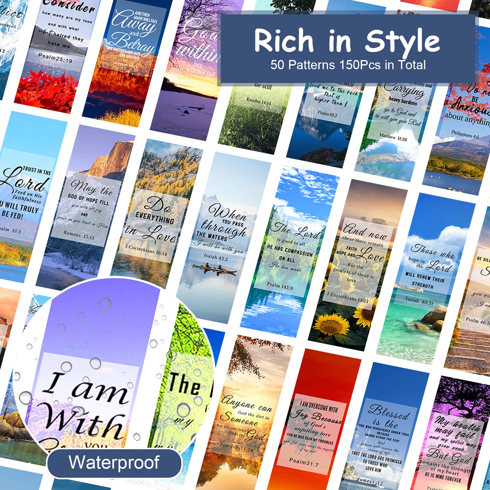 Bible Verse Bookmarks 150pcs - Inspirational Christian Gifts for Easter Prayer & Bible Study