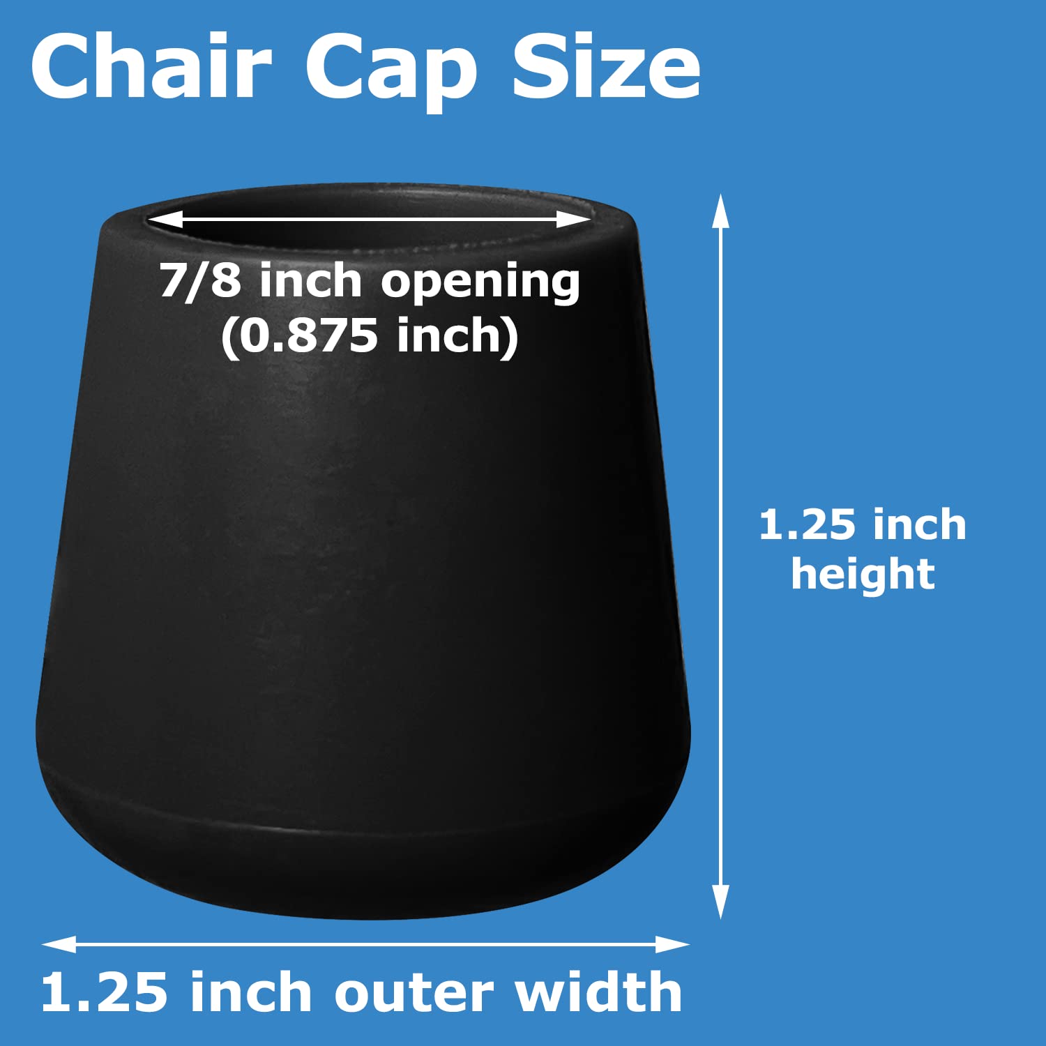 4 Pack 7/8 Inch Rubber Chair Leg Caps - Non-Slip Floor Protectors for Hardwood Floors, Table & Folding Chairs - Black Gripper Pads for Furniture Protection & Noise Reduction (Ideal for Home, Office & Restaurant Use)