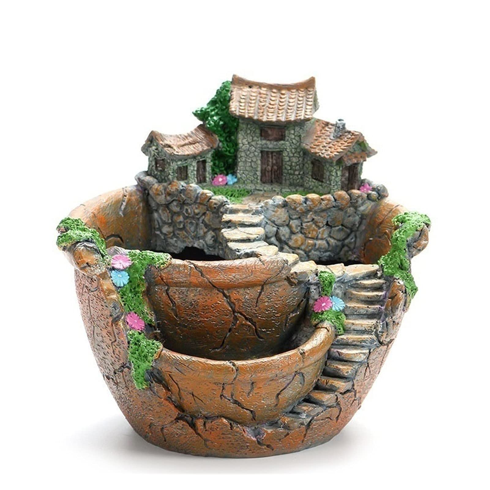 Creative Resin Flower Plant Pots for Succulents - Micro Landscape Garden Decor, Desktop Ornaments & Indoor Plant Containers - Perfect for Home, Office, and Gift Ideas