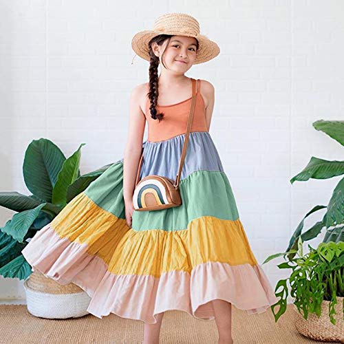 WoYii Toddler Baby Girls Sleeveless Halter Beach Tutu Sundress - Rainbow Princess Dress for Summer Outings, Beach Parties, and Photo Shoots