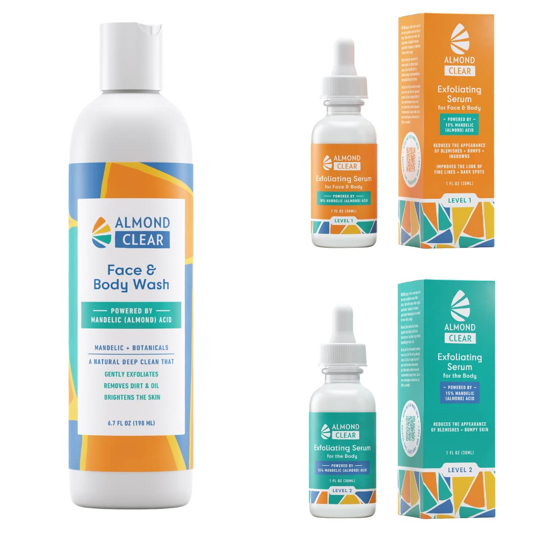 Best Face & Body Starter Kit for Oily Skin - Acne & Folliculitis Treatment Set with Cleanser & Serums | Daily Skincare Routine for Teens & Adults