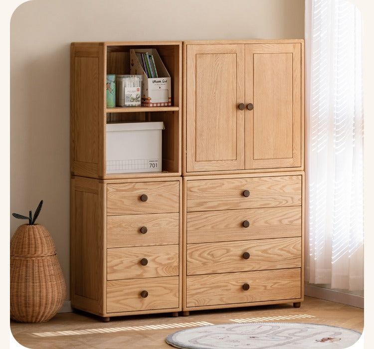Oak Solid Wood Kids Dresser with 3 Drawers - Natural Wood Chest of Drawers for Nursery & Bedroom - Sturdy Storage Cabinet for Clothes, Toys & Baby Essentials