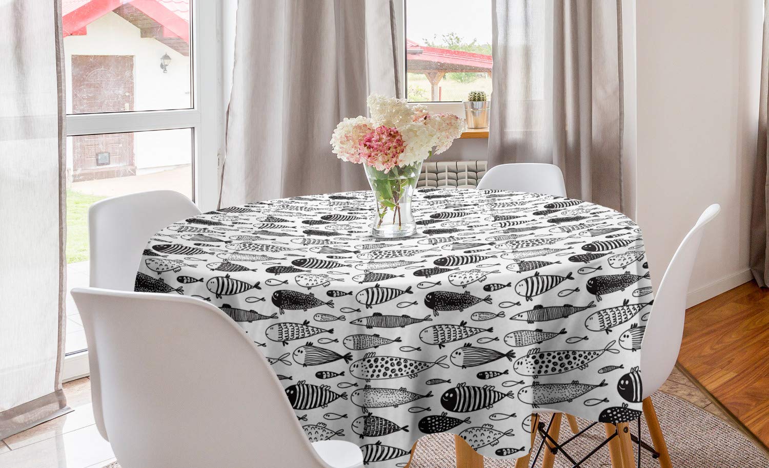 Ambesonne Nautical Round Tablecloth 60