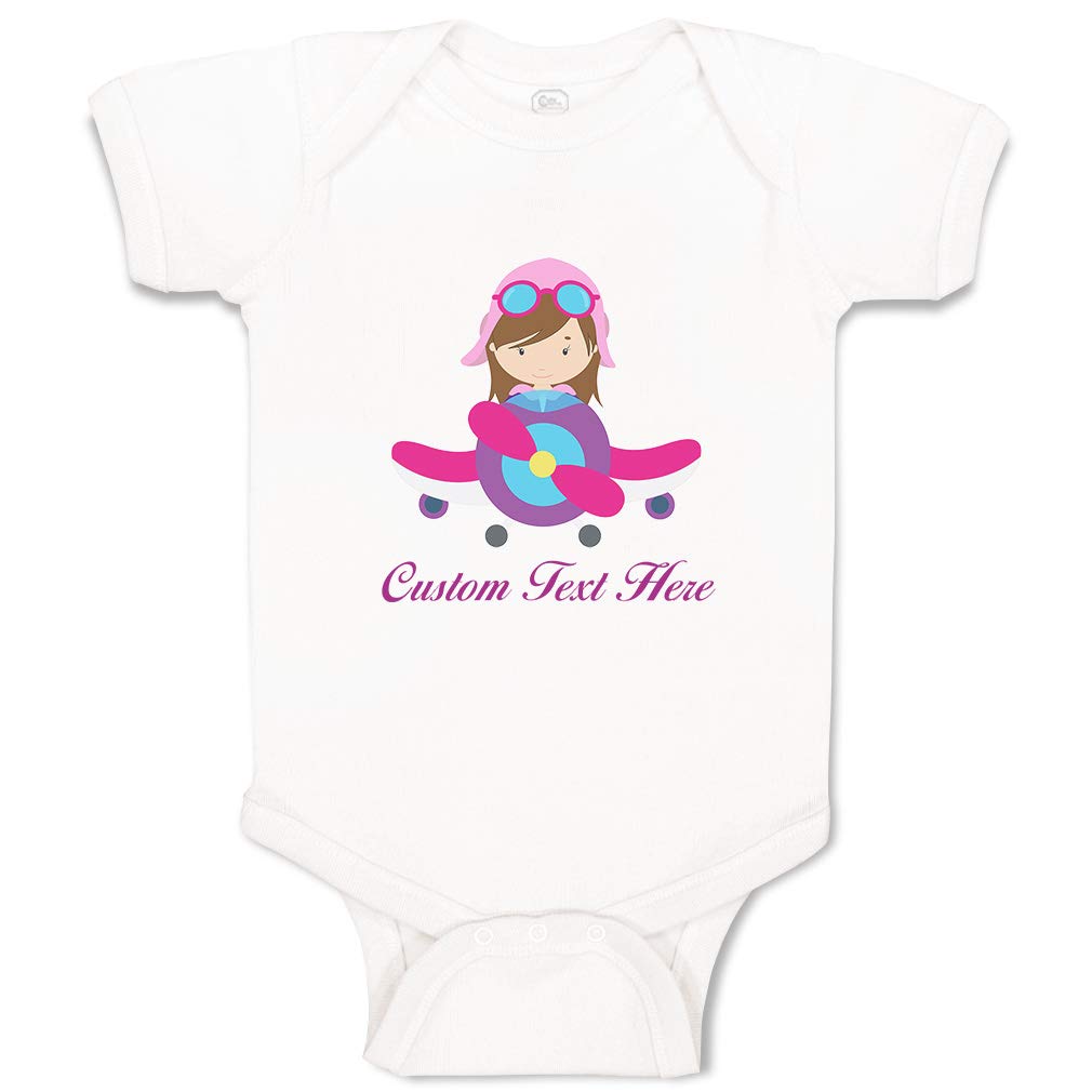 Custom Personalized Baby Bodysuit - Airplane Pilot Design for Boys & Girls | Funny Cotton Infant Clothes (White, 12 Months) - Perfect for First Birthday, Baby Shower & Aviation Theme Photoshoots