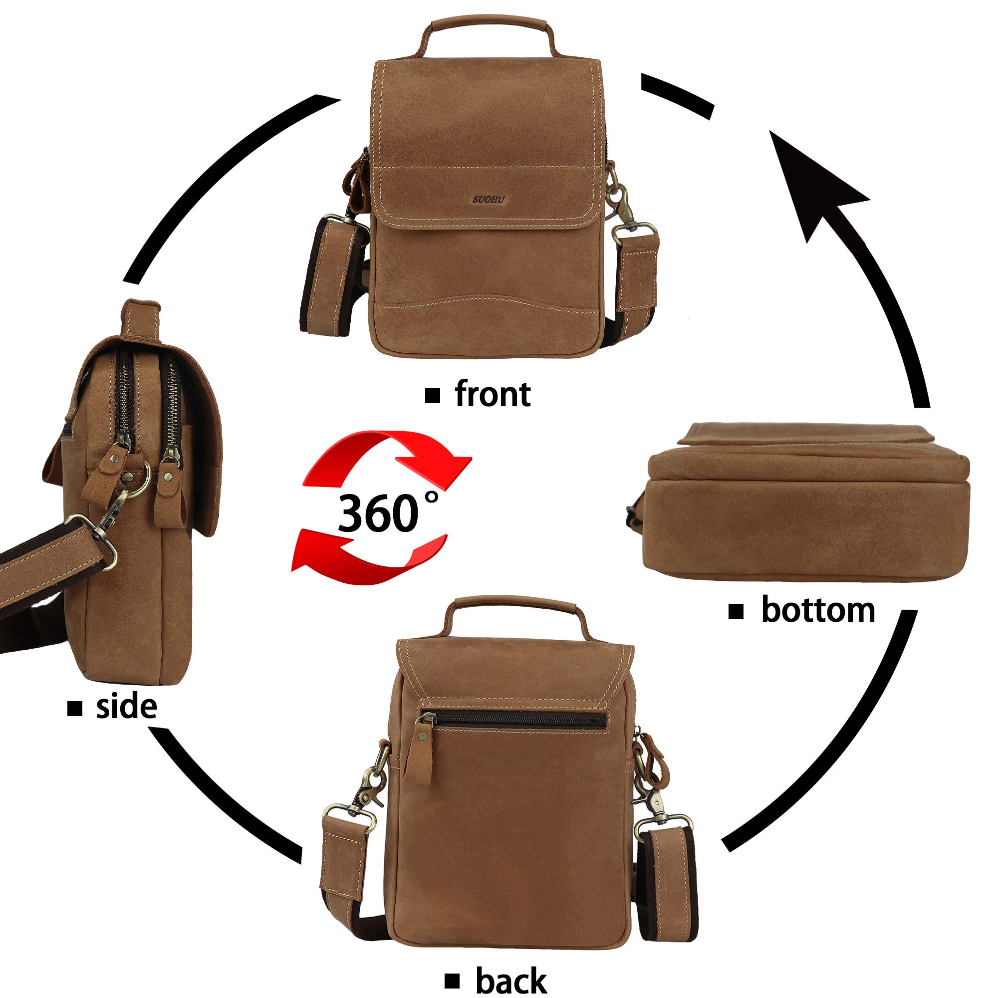 Men's Leather Retro Small Shoulder Bag - Detachable Business Messenger Bag for iPad & Essentials | Perfect for Work, Travel & Daily Commute