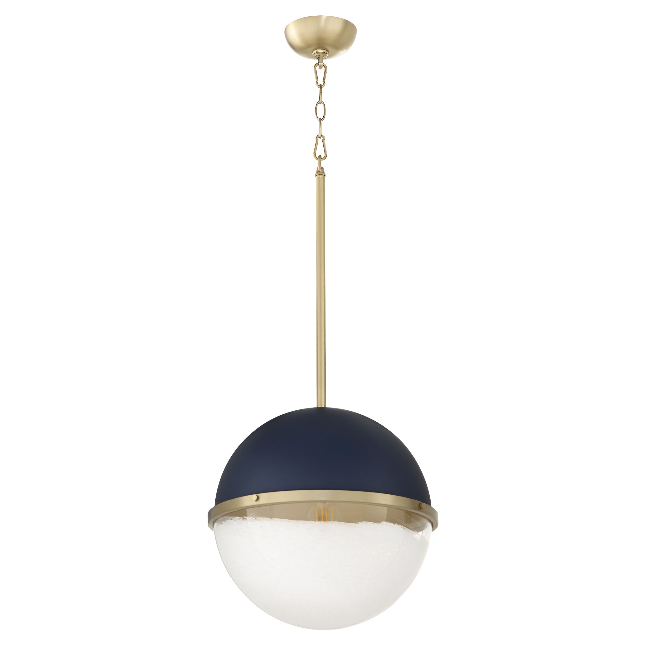 Vintage Blue Glass Pendant Light with Aged Brass Finish - Perfect for Kitchen Island, Dining Room, or Entryway Lighting