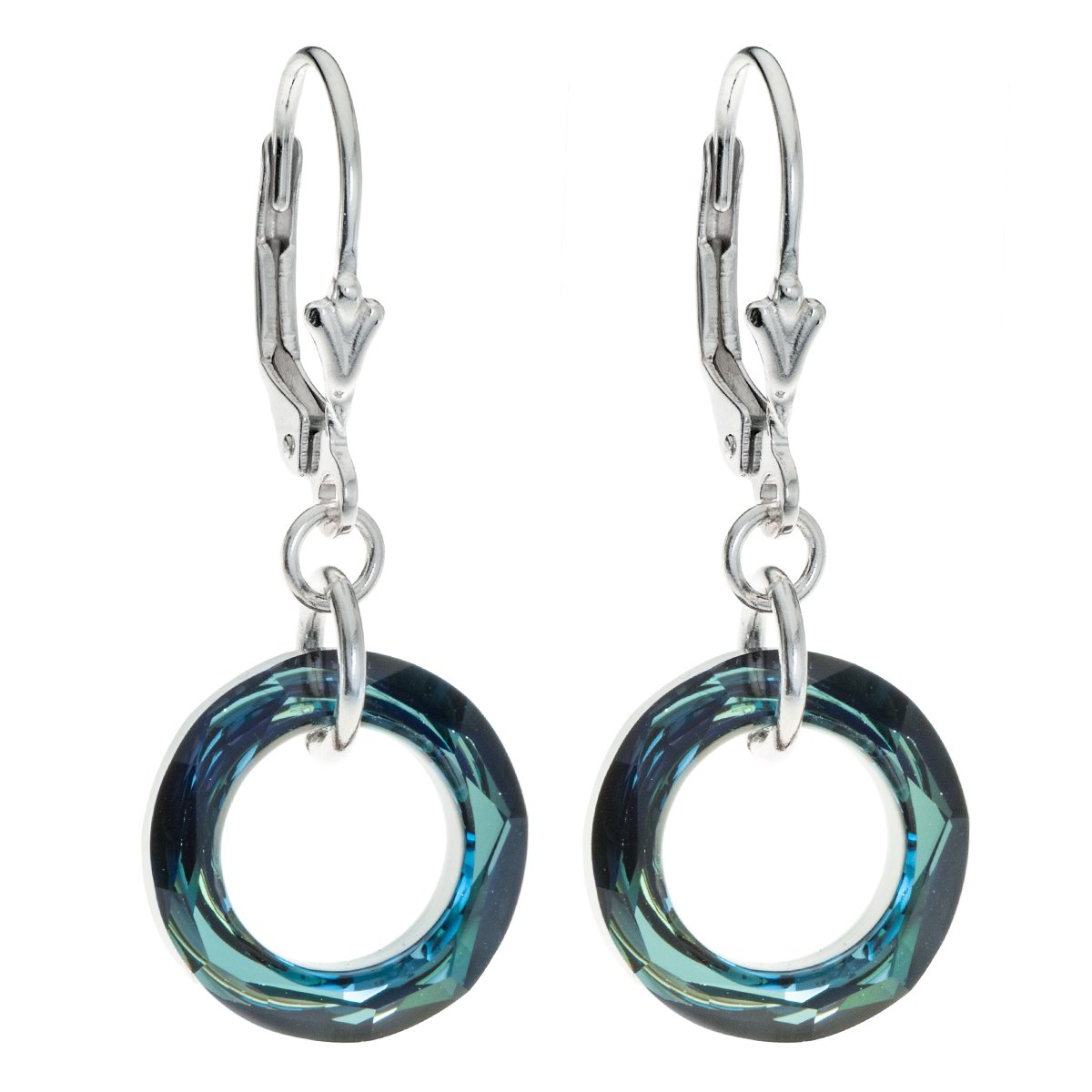Elegant Sterling Silver Donut Earrings with Swarovski Crystals | Leverback Dangle Earrings for Women | Perfect for Parties, Weddings & Everyday Wear