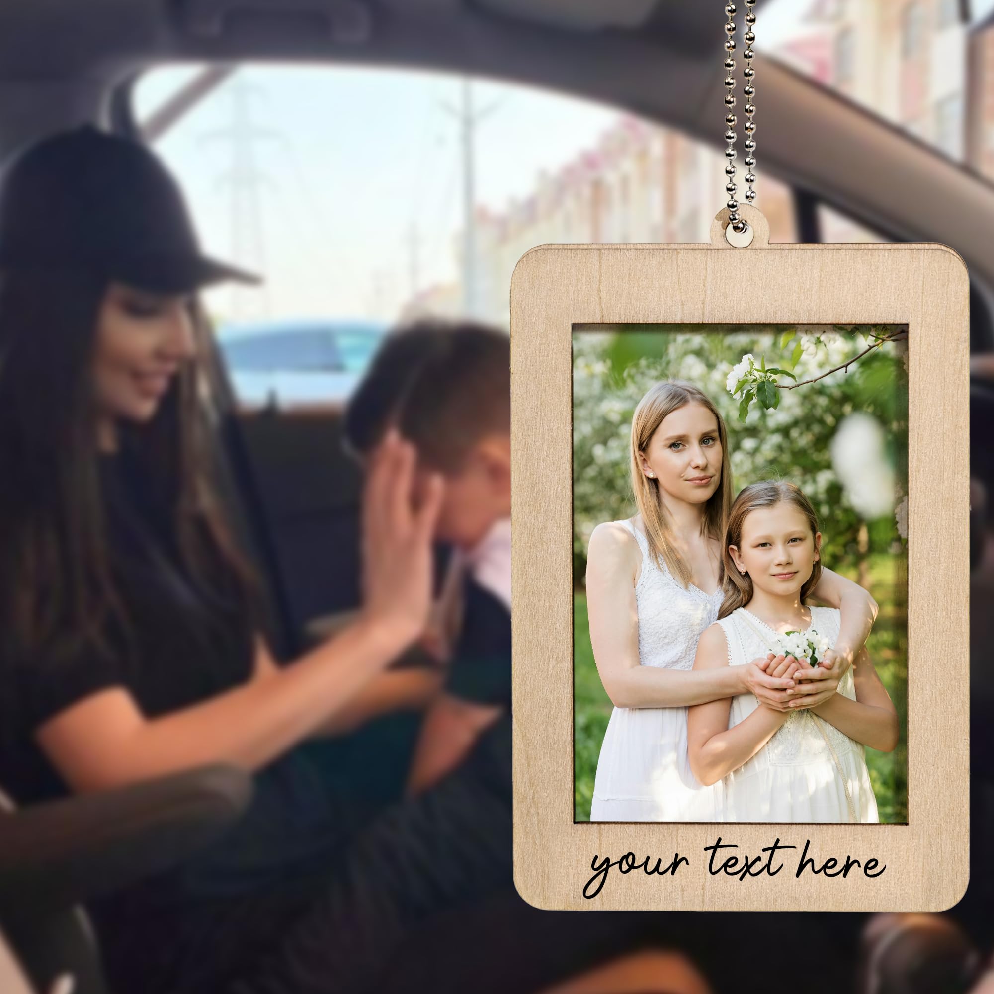 Personalized Car Hanging Photo Frame - Custom Rear View Mirror Accessory for Valentine's Gift (Him/Her) - Drive Safe Car Ornament with Picture Holder - Perfect for Road Trips, Commuting & Anniversary Presents