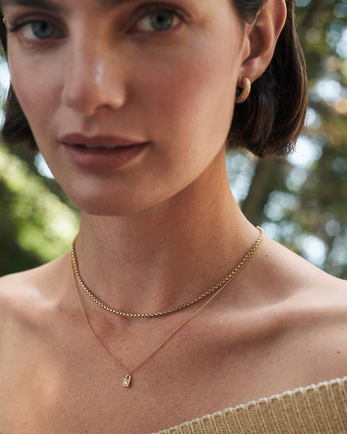 GRID Yellow Gold Box Chain Necklace for Women - Elegant Layering Jewelry for Everyday Wear & Special Occasions