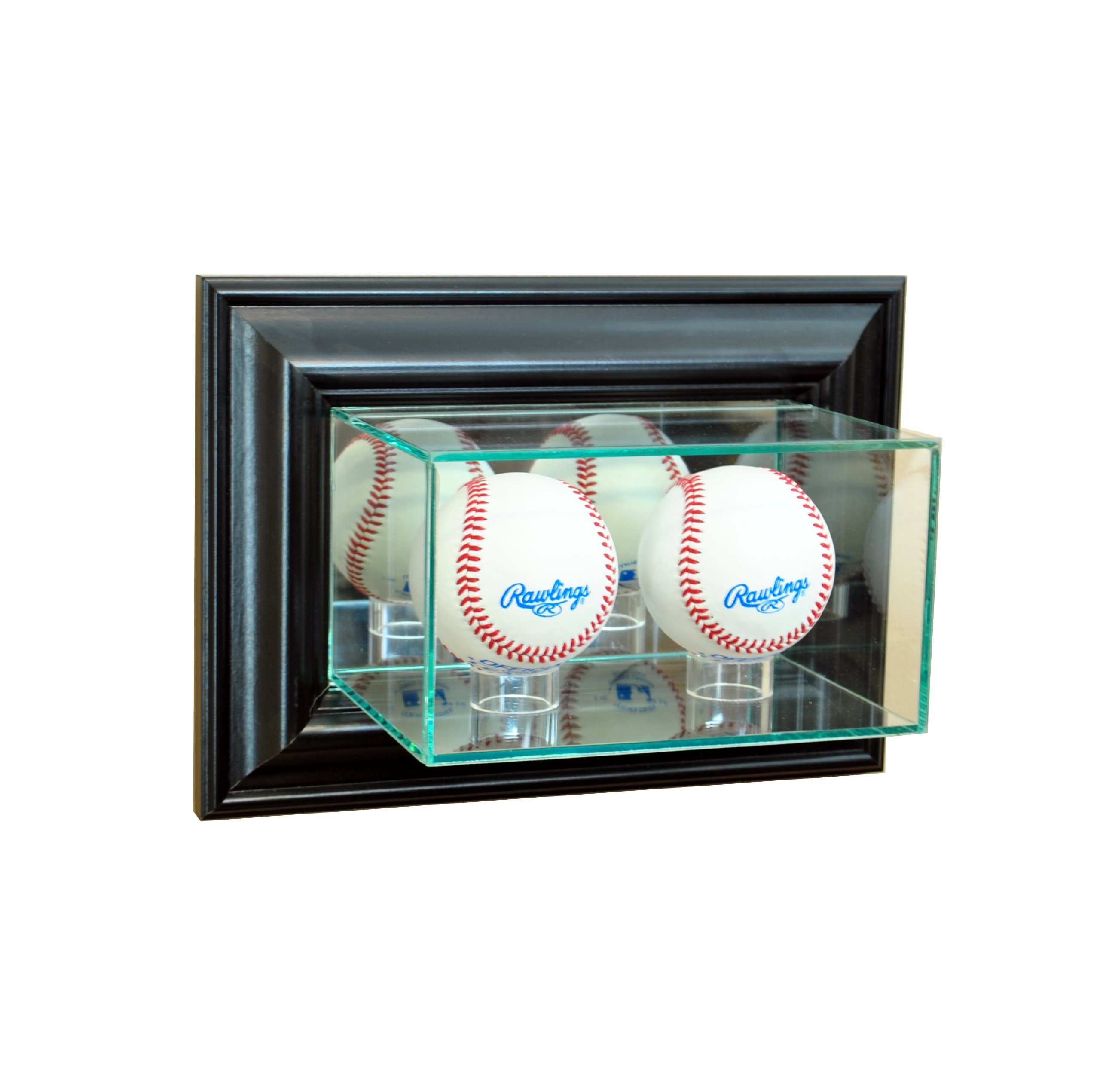 MLB Wall Mounted Double Baseball Display Case - Premium Glass Showcase for Collectibles & Memorabilia - Perfect for Home, Office, or Sports Bar Decor