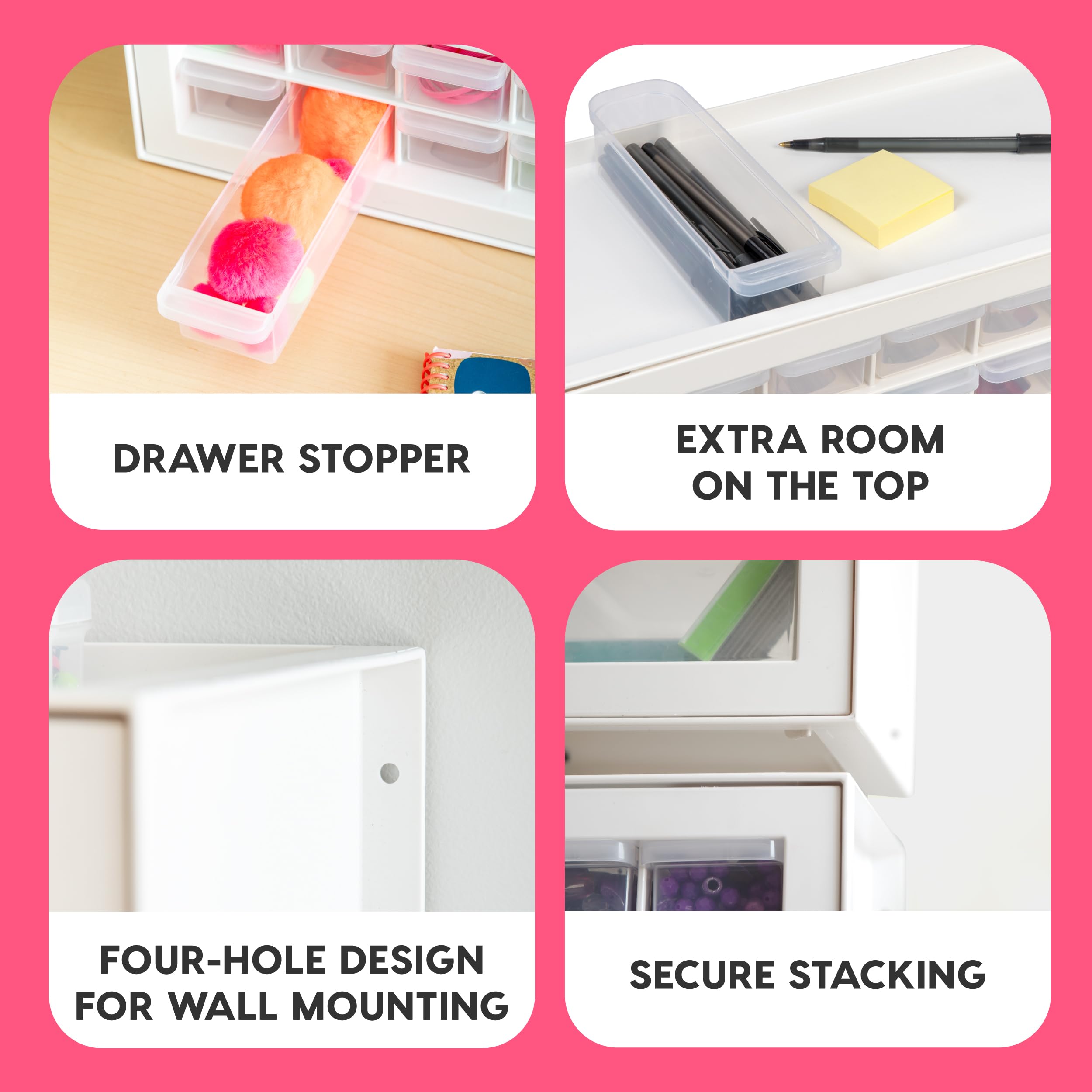 IRIS USA 64-Drawer Bead Organizer Storage Cabinet - Plastic Hardware Organizer for Screws, Nails, Bolts, Small Parts & Craft Supplies | Perfect for Jewelry Making, DIY Projects & Workshop Organization (White)