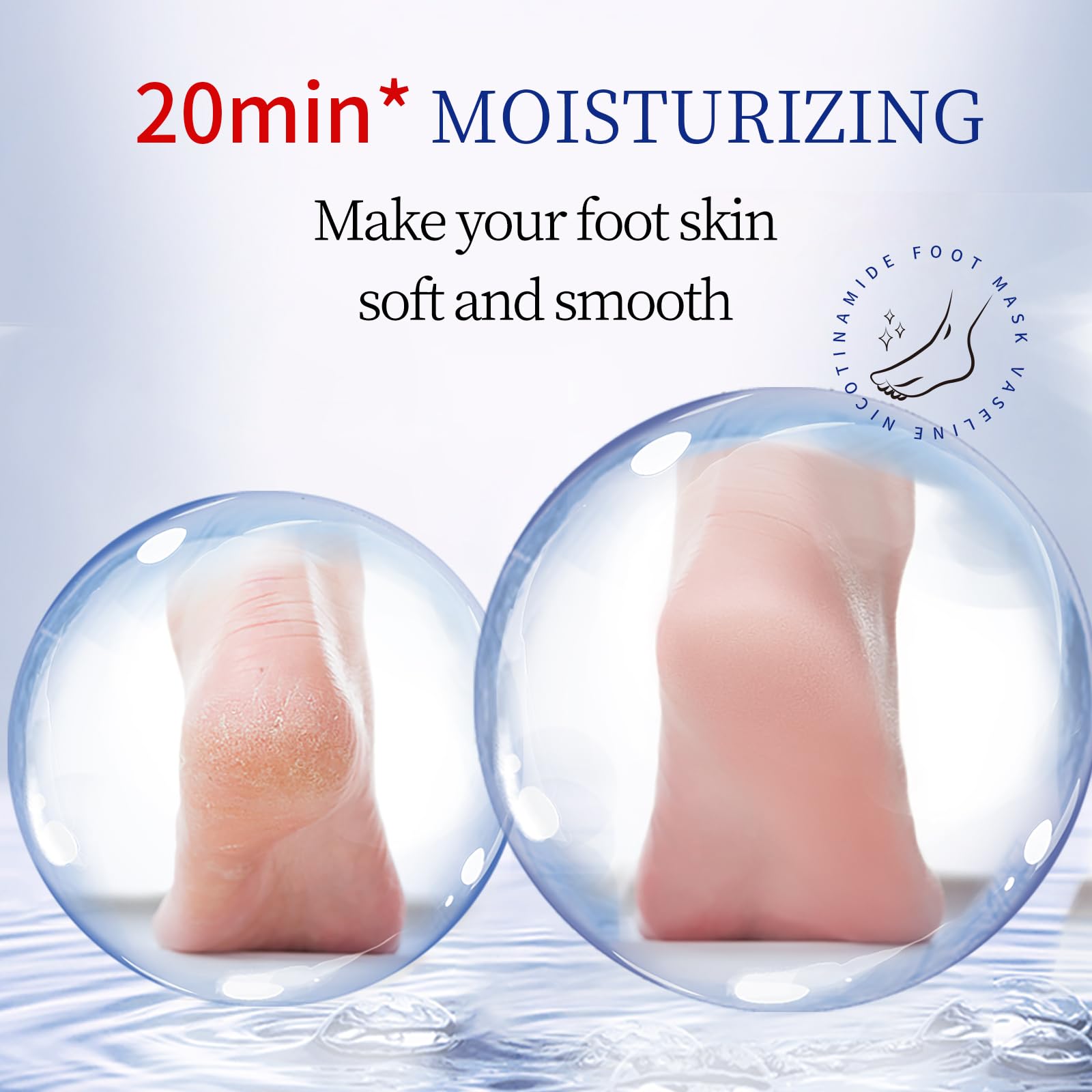 ROUSE Moisturizing Foot Mask Socks - 6 Pack Hydrating Spa Treatment for Dry & Cracked Feet - Nicotinamide, Shea Butter & Goat Milk - Softening Care for Women & Men - Perfect for Home Pedicure & Relaxation