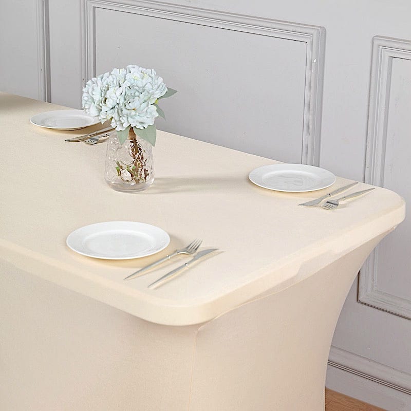 6 ft Stretch Spandex Tablecloth - 72 x 30 Inches Rectangular Fitted Table Cover for Banquet, Wedding & Party Decorations