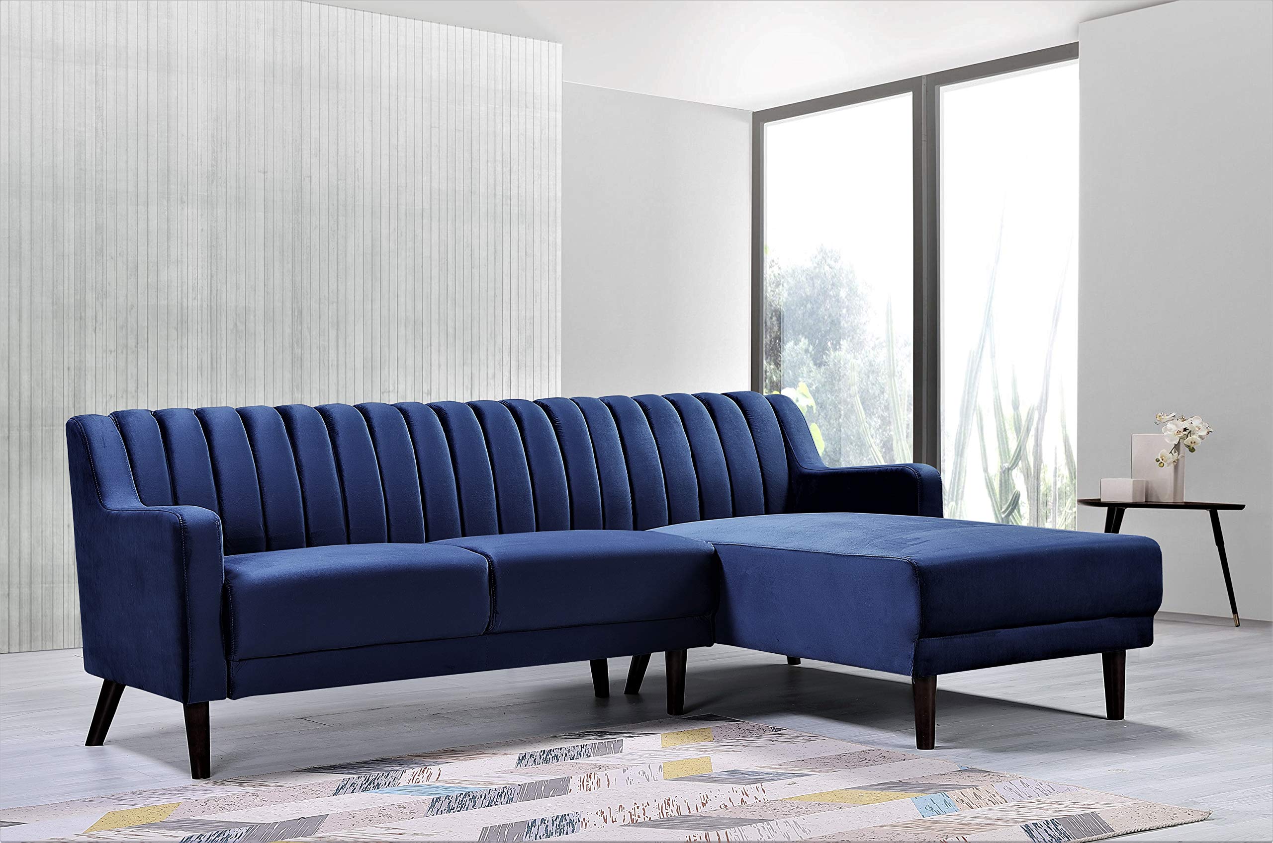 Mid Century Modern Velvet Sleeper Sectional Sofa - Right Facing 89.36